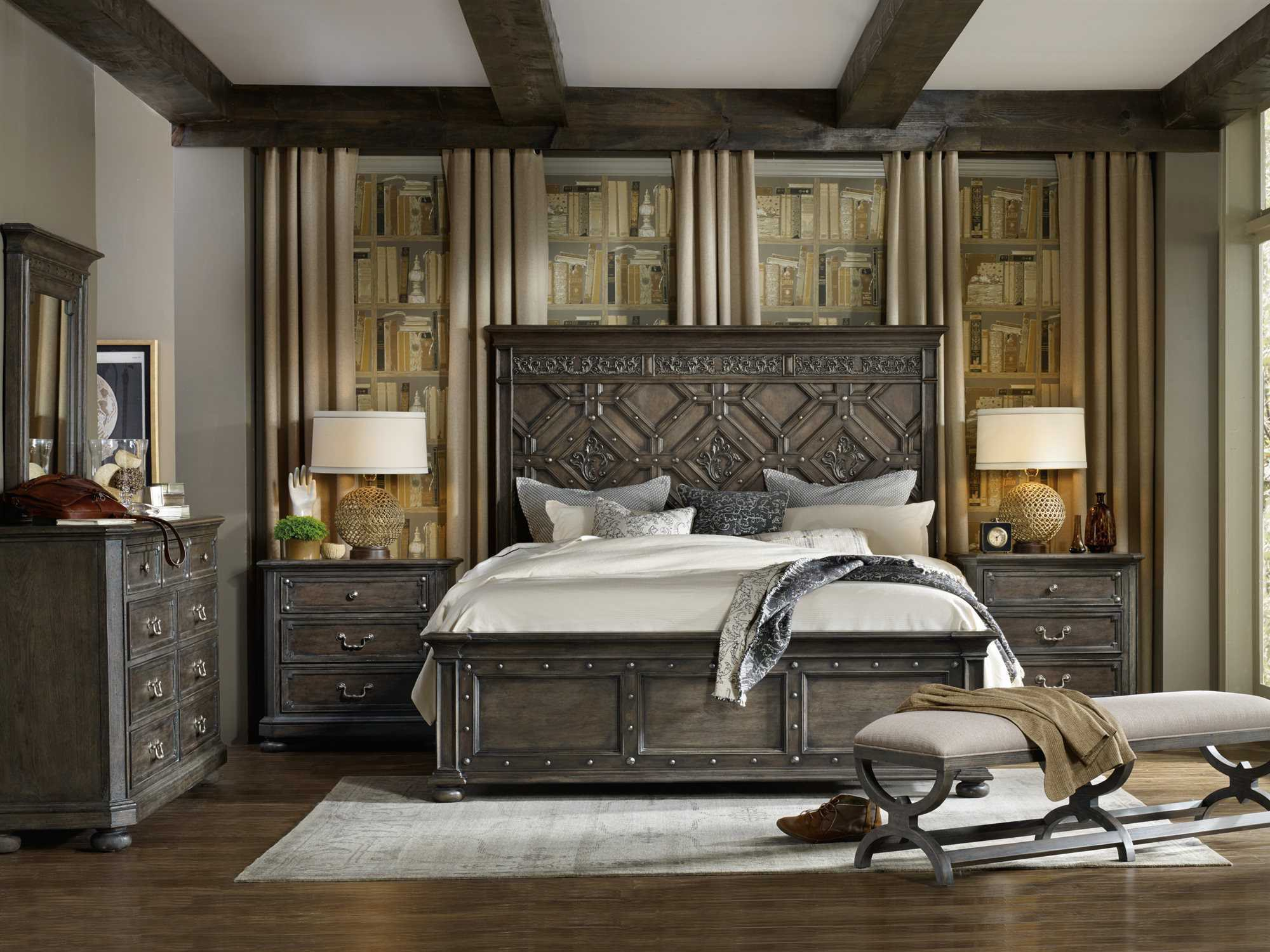 Hooker Furniture Vintage West Wood Panel Bed Bedroom Set with regard to proportions 2000 X 1500