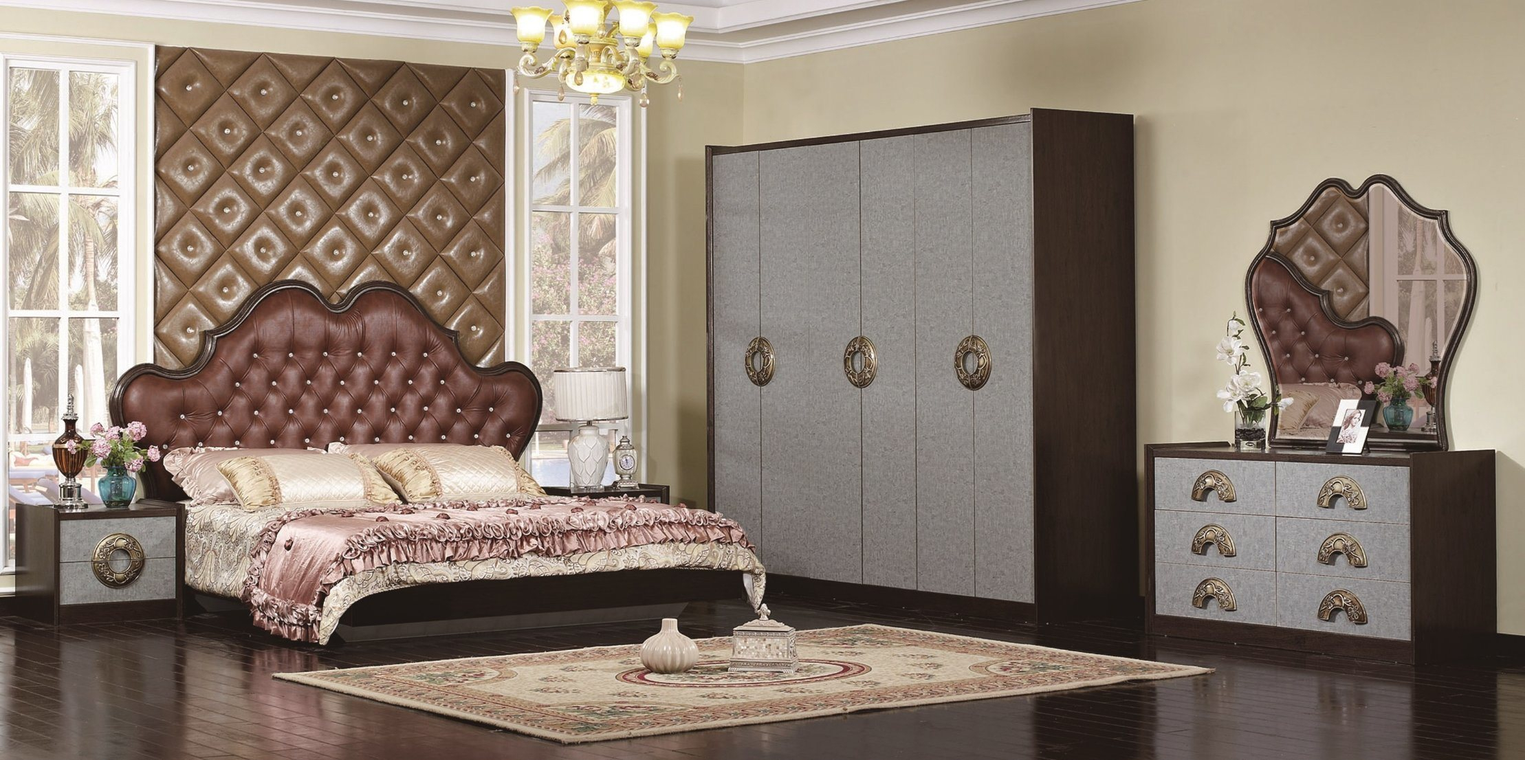 Hot Item New Design Modern Furniture Bedroom Sets Melamine Finish Wardrobe Modern Design Fashion Double Bed for sizing 2218 X 1106