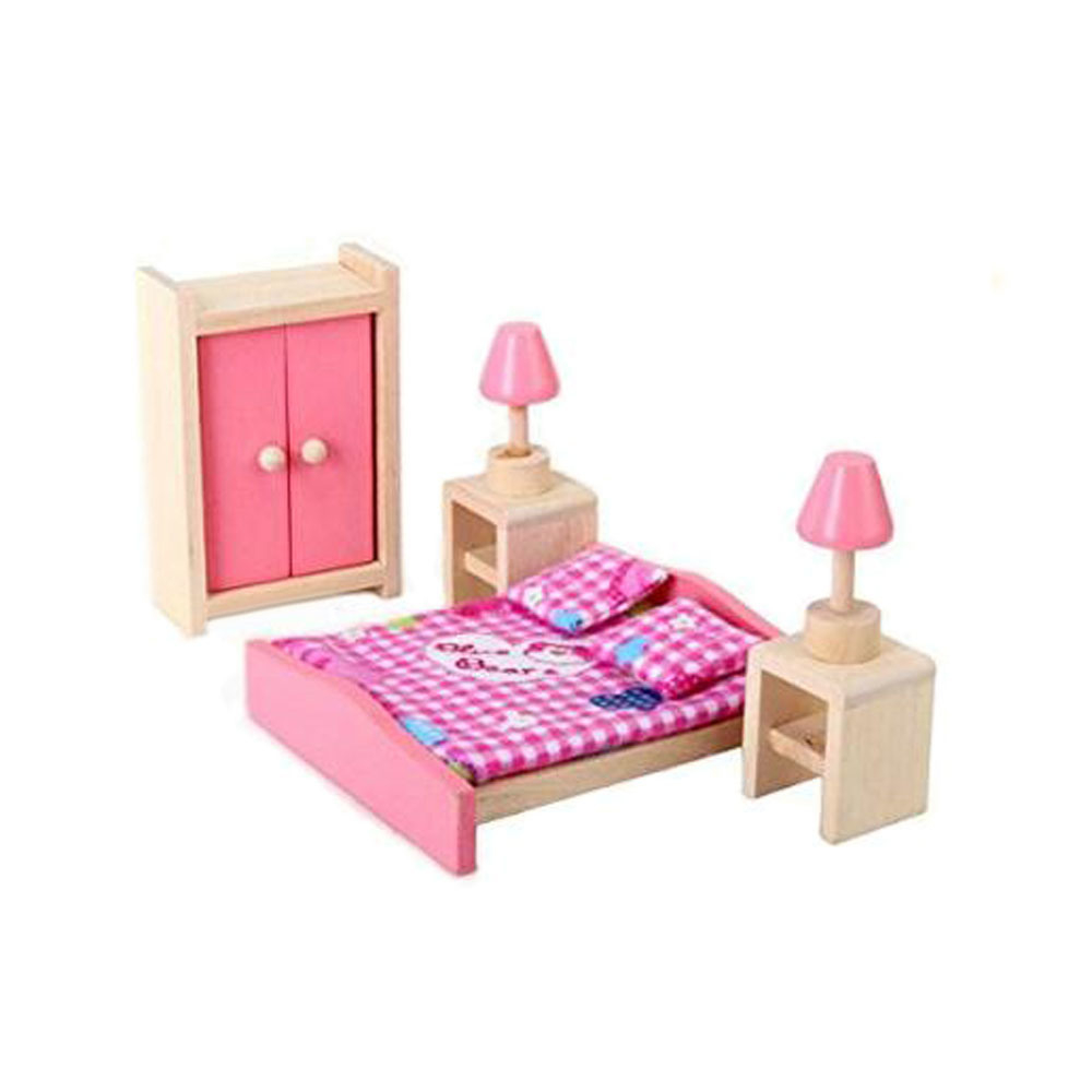 Hot Item Wooden Dollhouse Bedroom Furniture Set For Kids with regard to dimensions 1000 X 1000