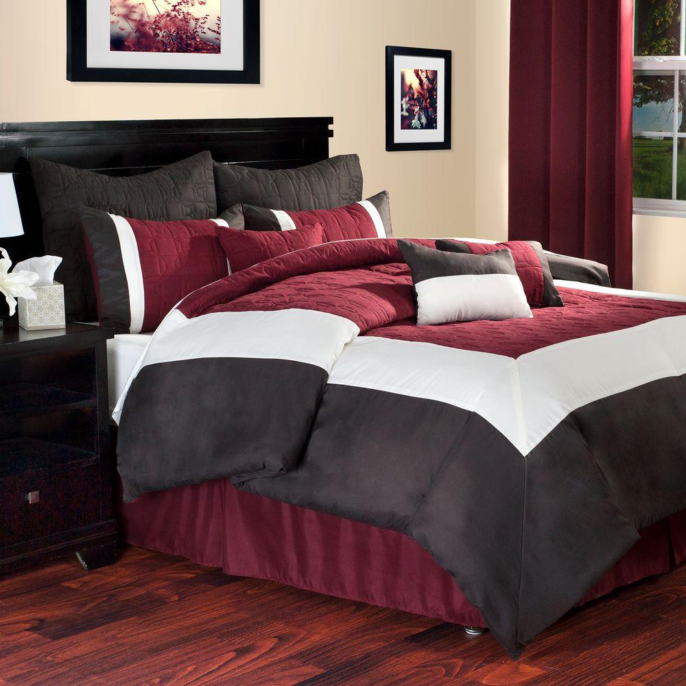 Hotel 10 Piece Burgundy King Comforter Set with size 1000 X 1000