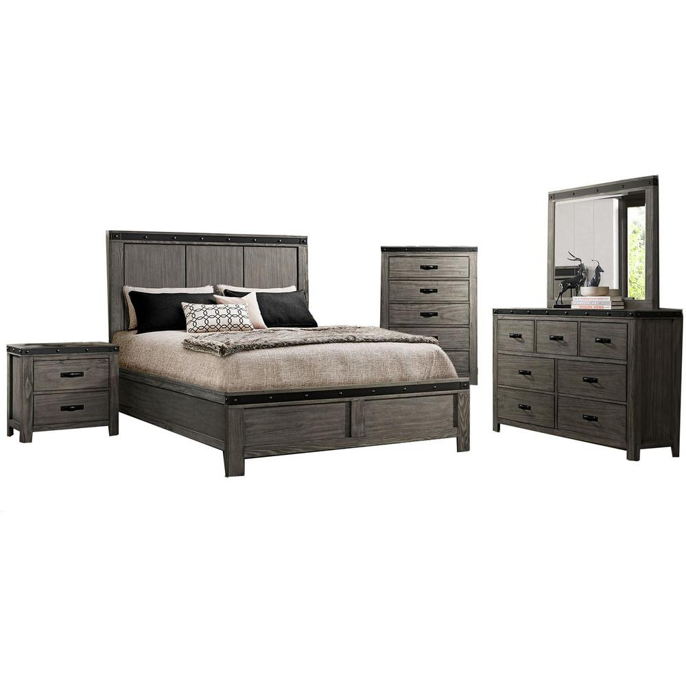 Hudson 5 Piece Gray King Size Bedroom Set in size 1000 X 1000