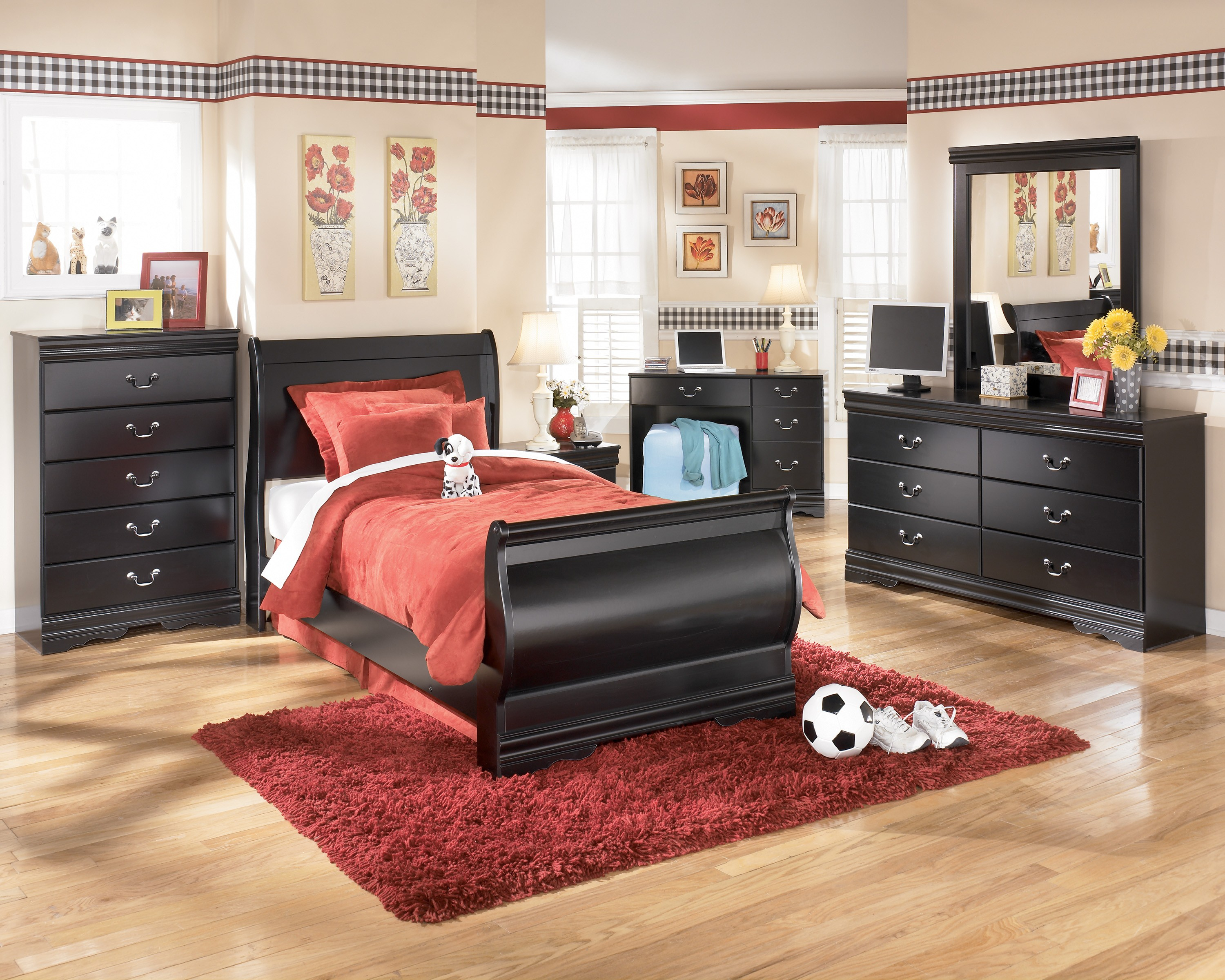 Huey Vineyard B128 Twin Sleigh Bed in sizing 3000 X 2400