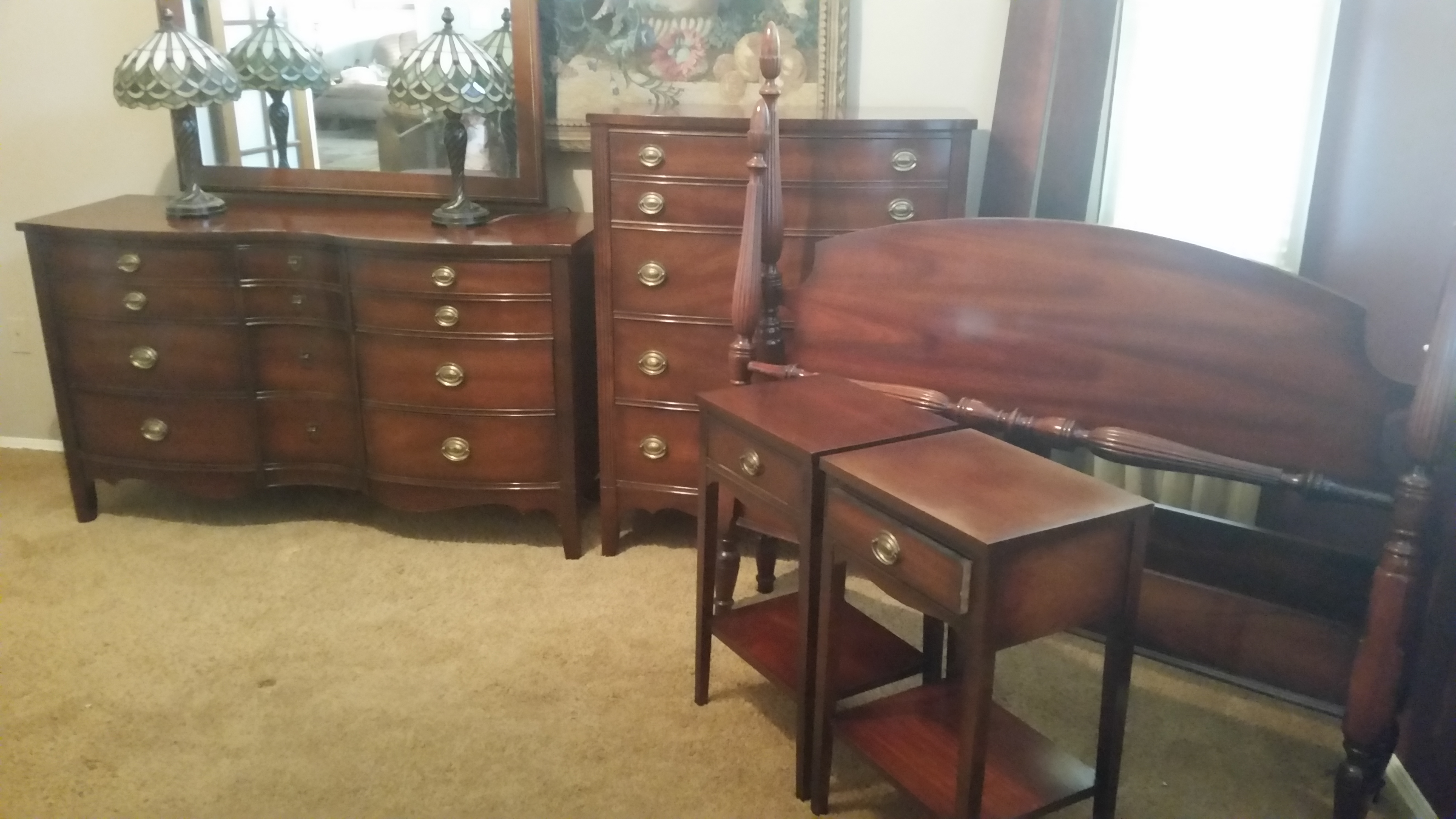 I Have A 1950s Dixie Mahogany Bedroom Set Dresser With Mirror in dimensions 5312 X 2988