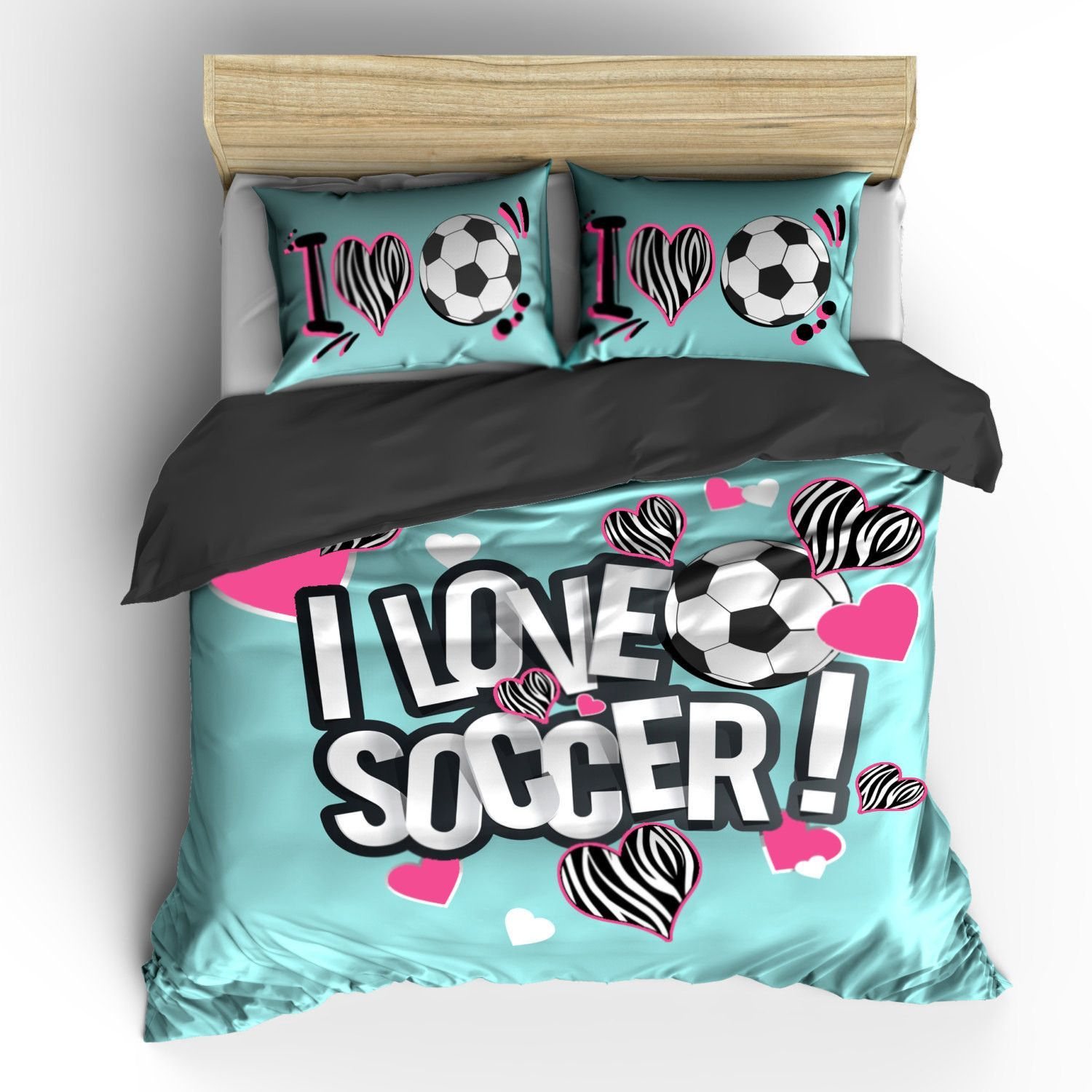 I Heart Zebra Soccer Bedding Set Duvet Or Comforter In 2019 Bed in size 1500 X 1500