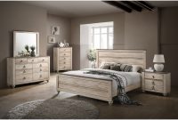 Imerland Contemporary White Wash Finish 5 Piece Bedroom Set King inside proportions 2343 X 2343