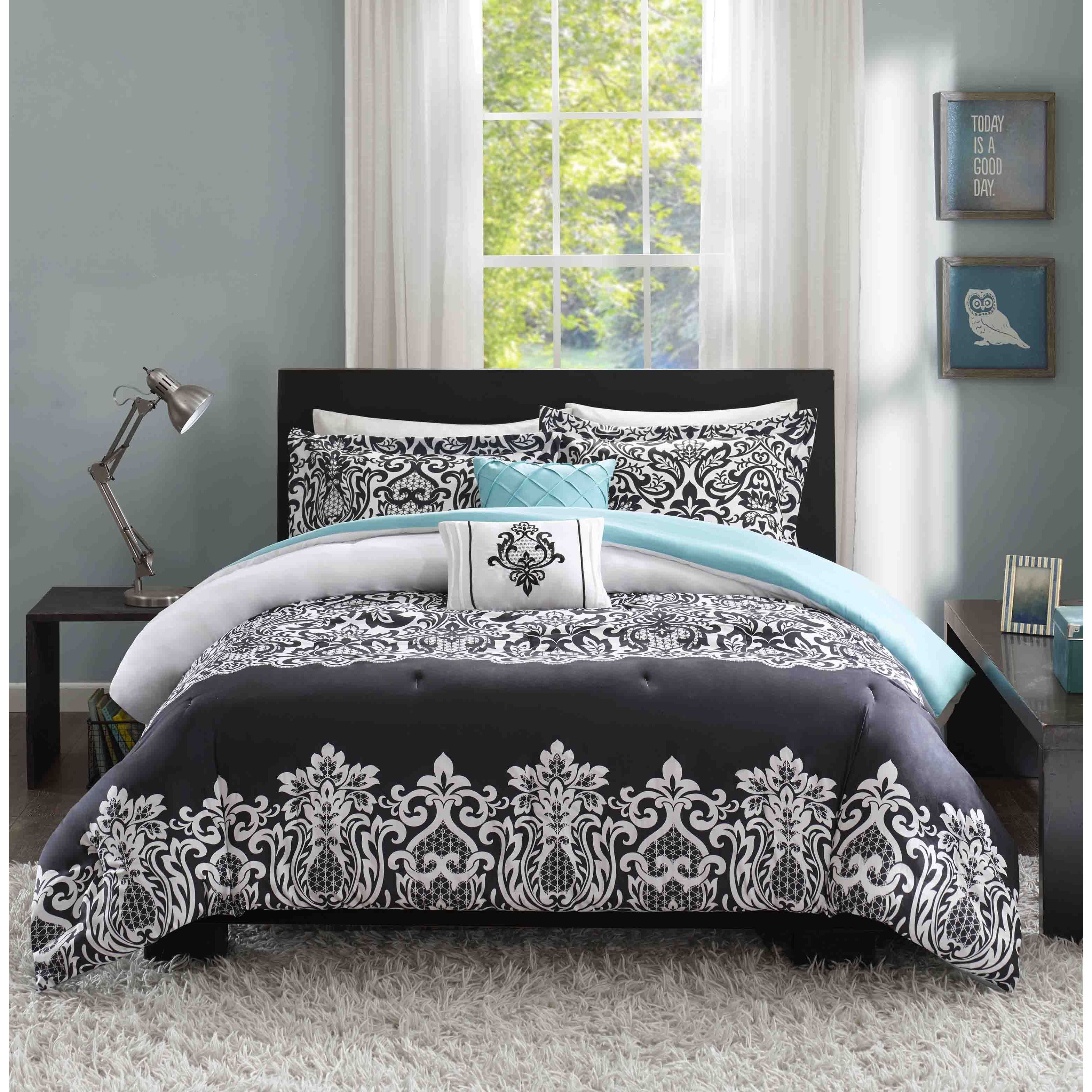 Intelligent Design Hazel Black And Teal Comforter Set pertaining to sizing 3138 X 3138