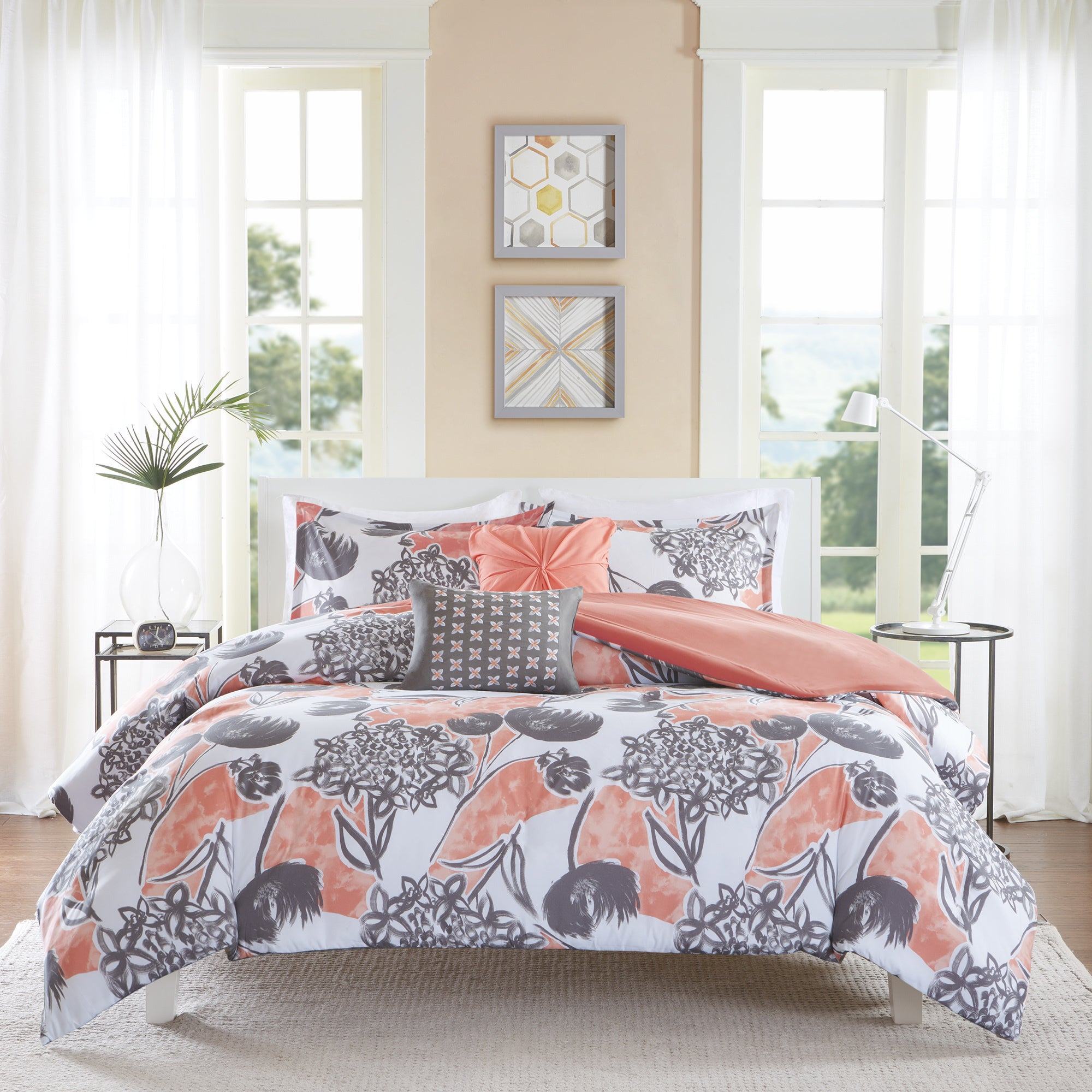 Intelligent Design Lily Coral Comforter Set for size 2000 X 2000