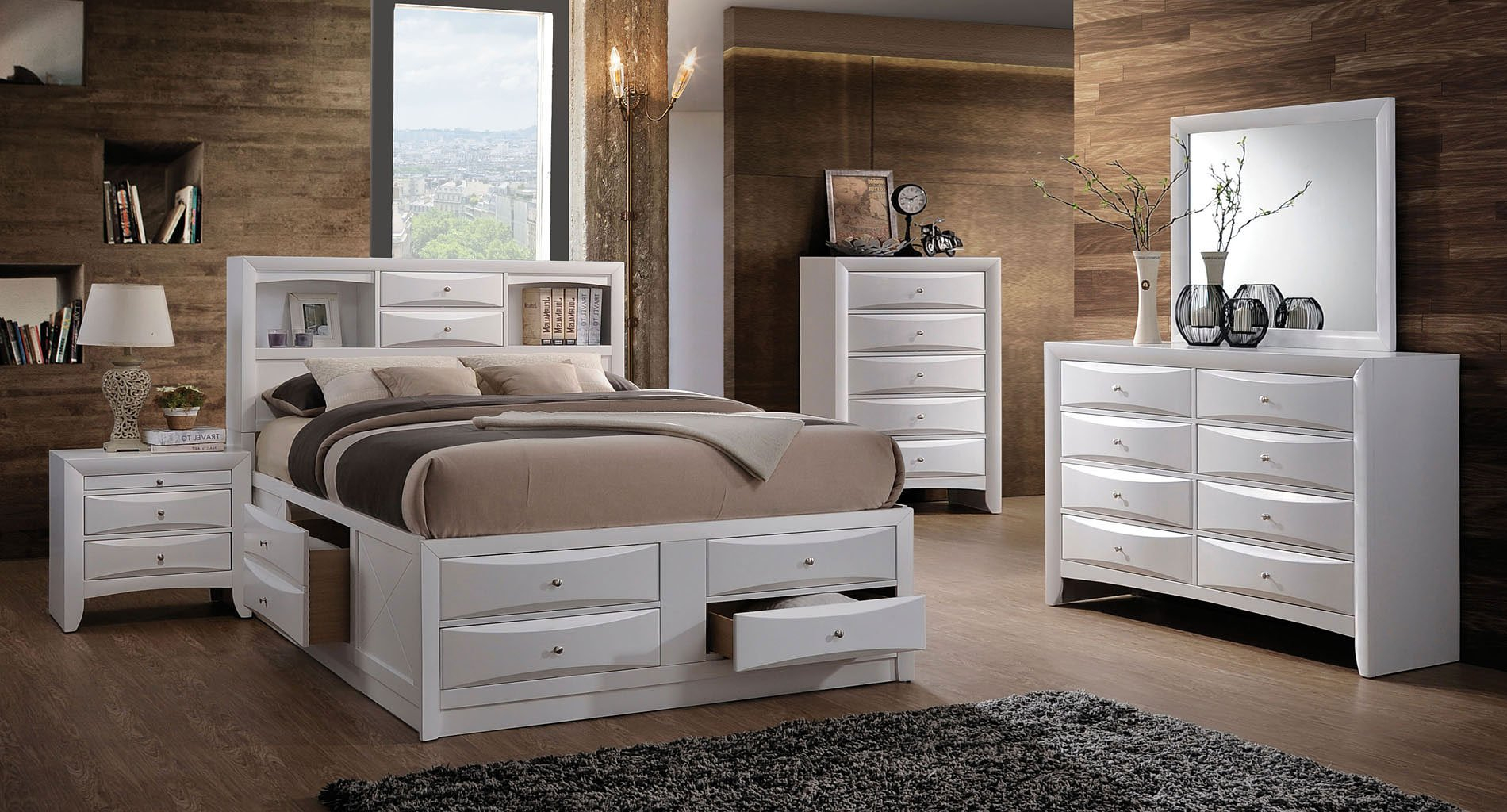 Ireland Youth Bookcase Bedroom Set White intended for dimensions 1900 X 1024
