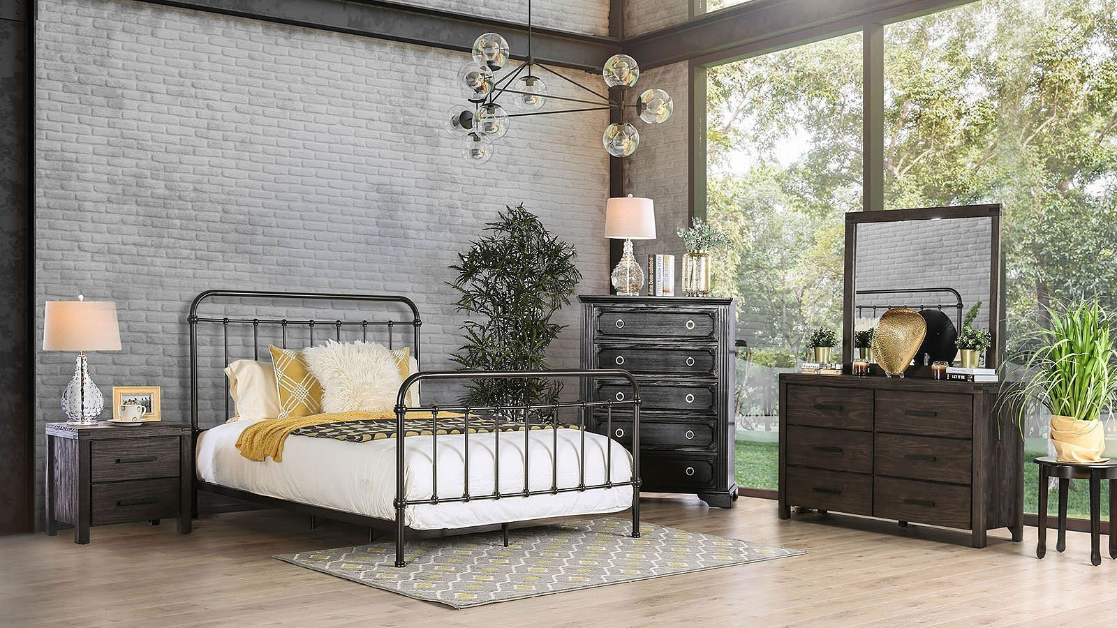 Iria Metal Bedroom Set Dark Bronze in measurements 1600 X 900