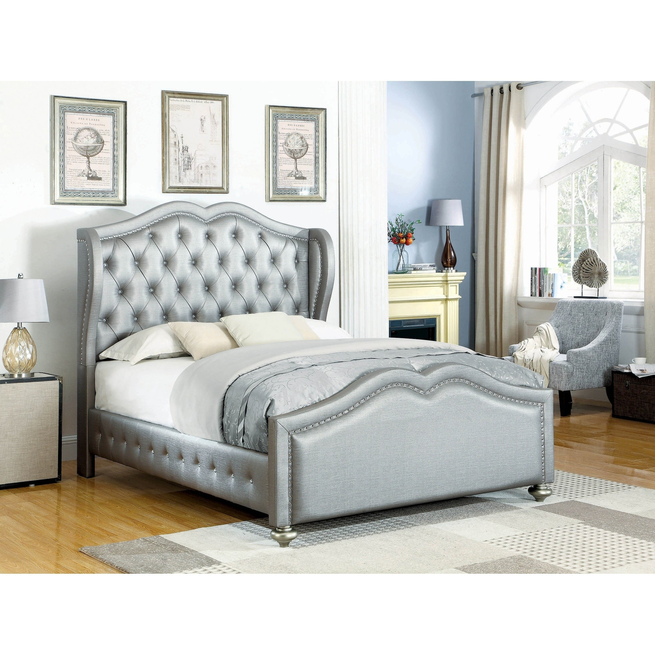 Isabella Metallic Platinum 3 Piece Bedroom Set With 2 Nightstands pertaining to proportions 2257 X 2257