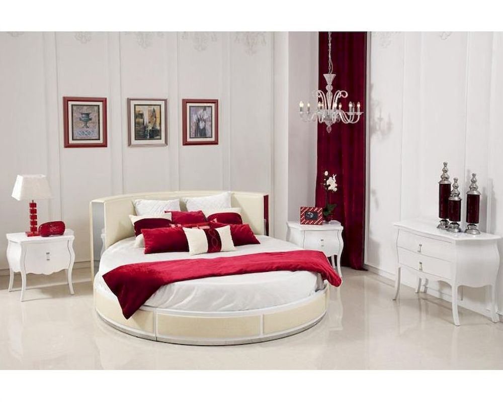Italian Bedroom Set W Modern Round Bed 44b199set with proportions 1000 X 800