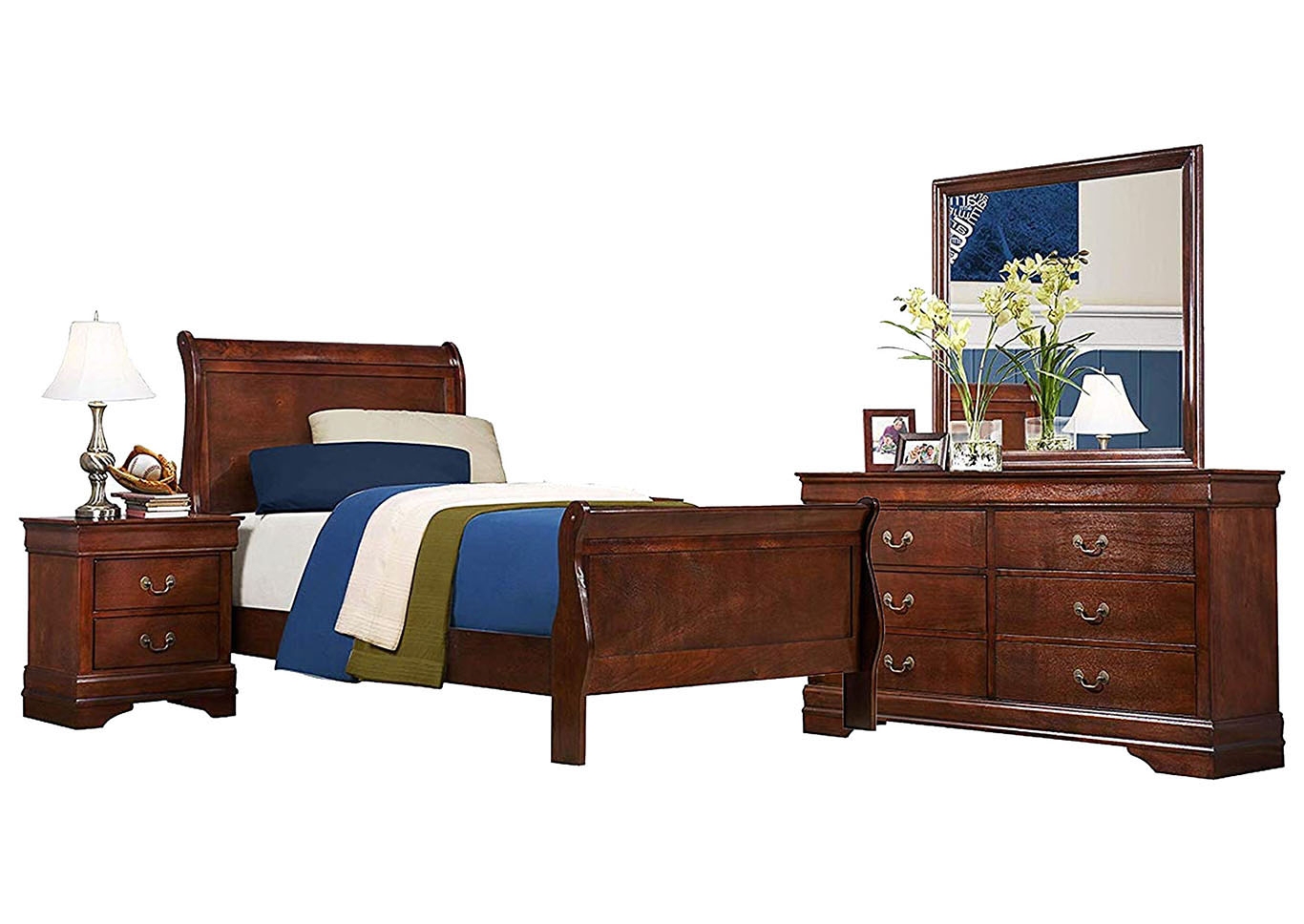 Ivan Smith Louis Philip Cherry Twin Bedroom Set in dimensions 1366 X 968