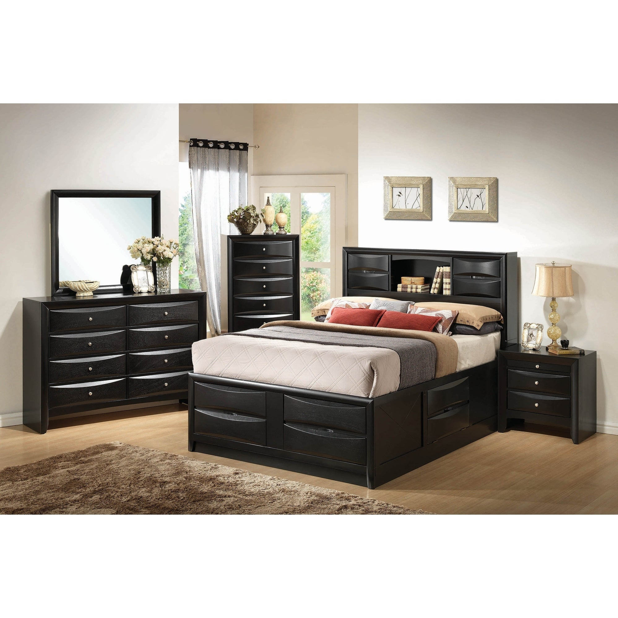 Jazz Black 3 Piece Storage Bedroom Set With 2 Nightstands regarding proportions 1997 X 1997