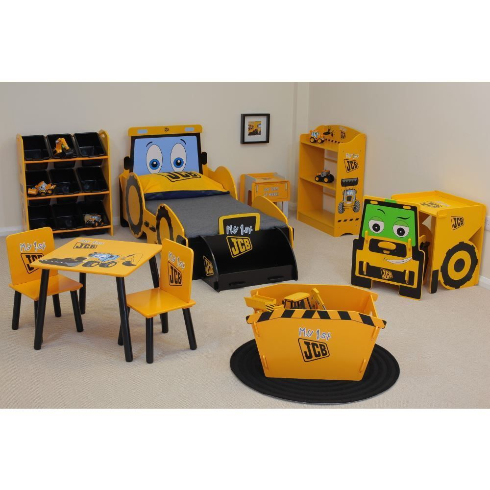 Jcb Digger Kids Toddler Bed Bedroom Set Inc Desk Bedside Storage throughout sizing 1000 X 1000