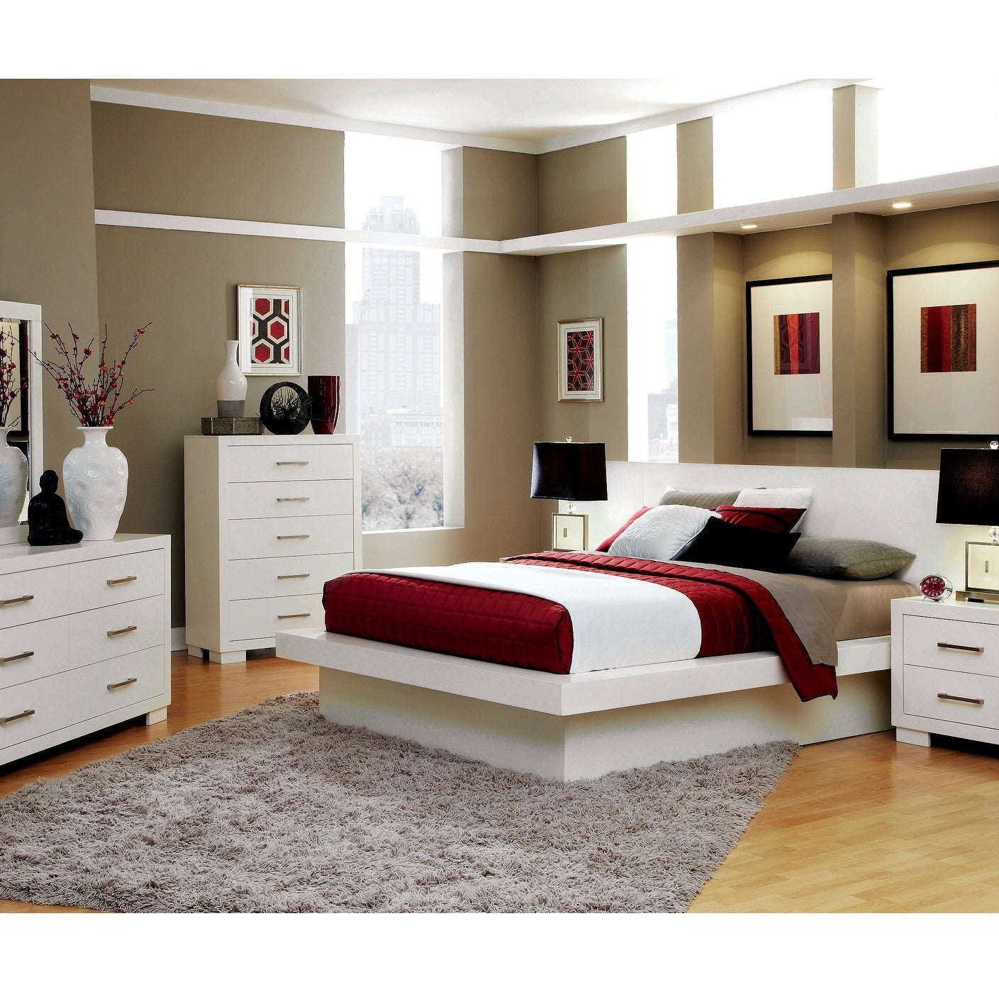 Jessica Contemporary White 4 Piece Bedroom Set with regard to measurements 1409 X 1409