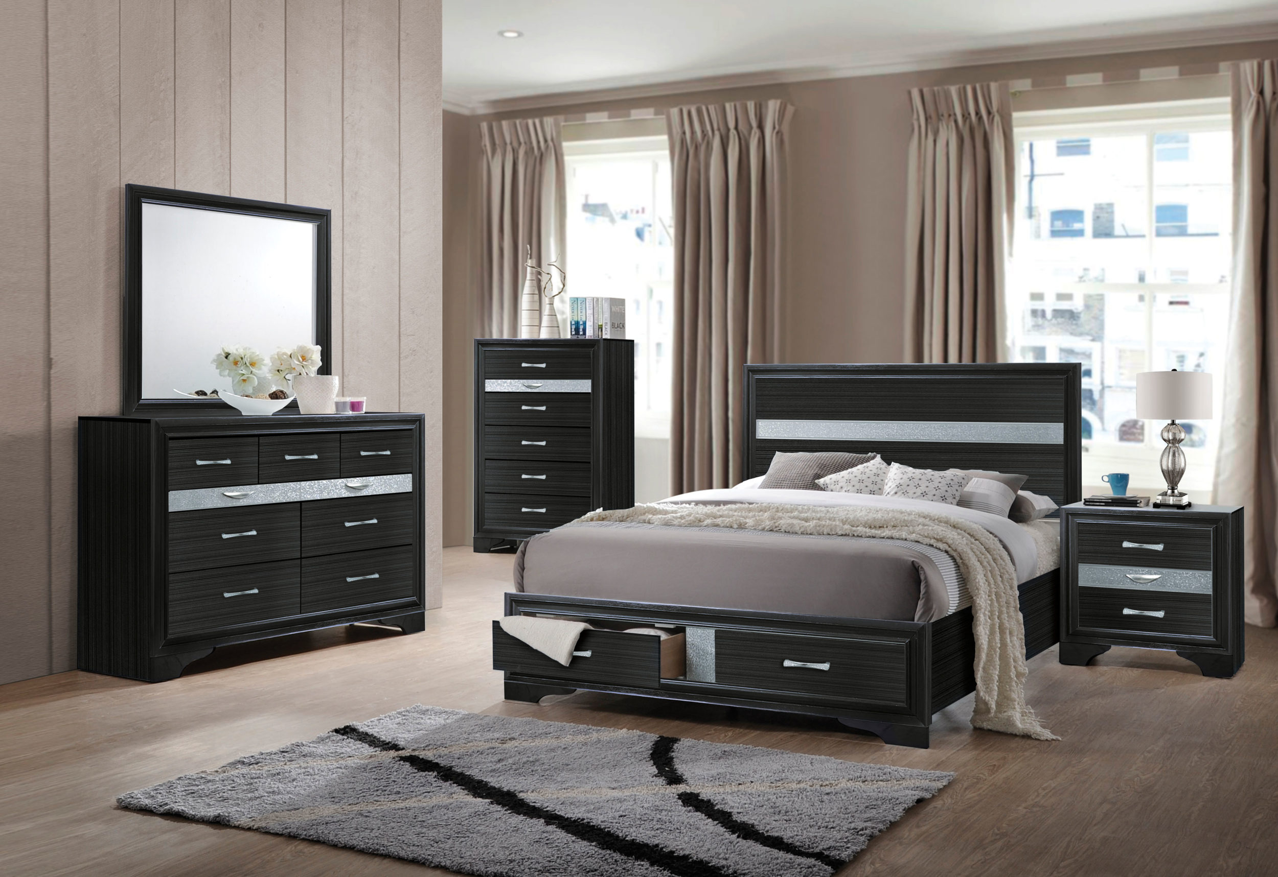 Jewel Black Storage Platform Bedroom Set Queen Naders Furniture in dimensions 2500 X 1717