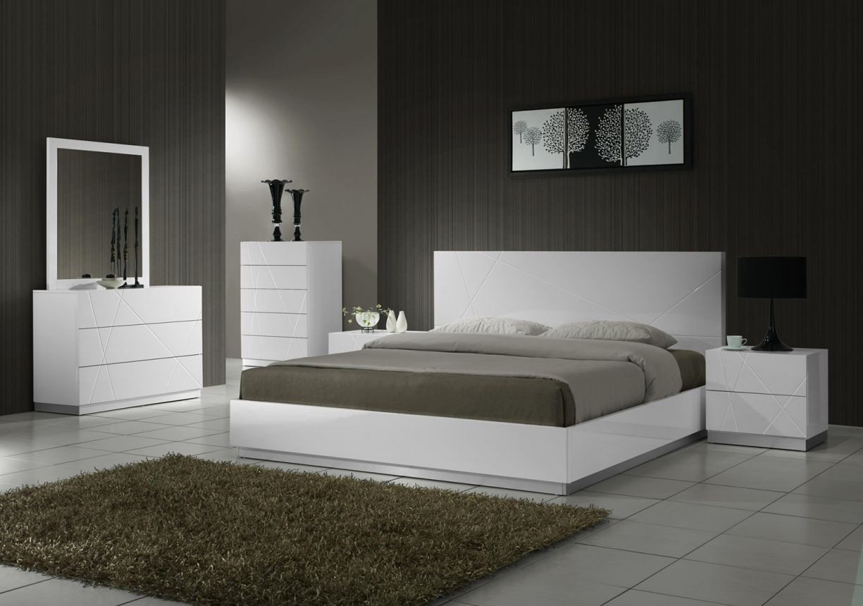 Jm Naples Platform Bedroom Set In White Lacquer within proportions 1225 X 860