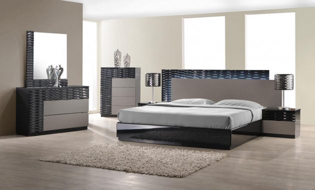 Jm Roma Platform Bedroom Set In Black And Grey Lacquer with regard to dimensions 1279 X 914