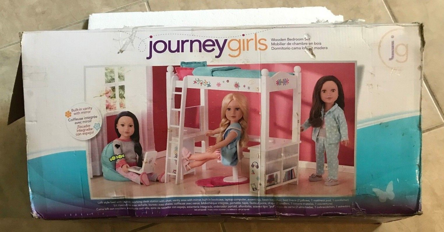 Journey Girls Wooden Bedroom Furniture Loft Bed Desk Set Toysrus Exclusive throughout size 1523 X 795