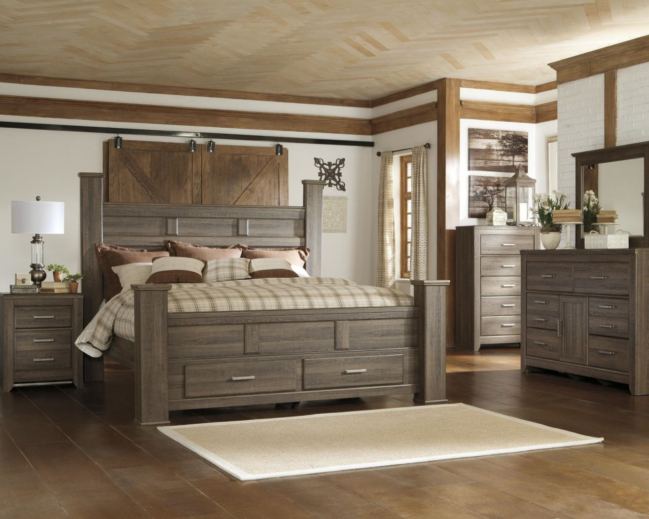 Juararo 4pc Poster Storage Bedroom Set In Dark Brown with regard to proportions 1280 X 1024