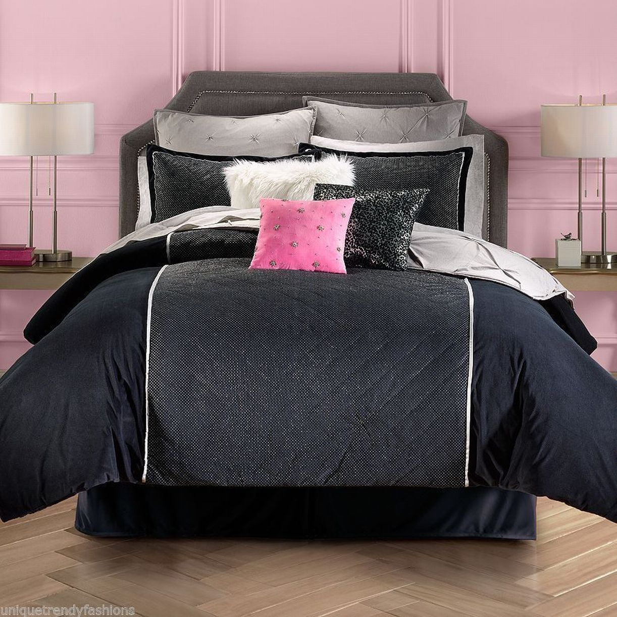 Juicy Couture Black Gilded Velour 3 Pc Kingcal King Comforter Set With Shams with sizing 1222 X 1222