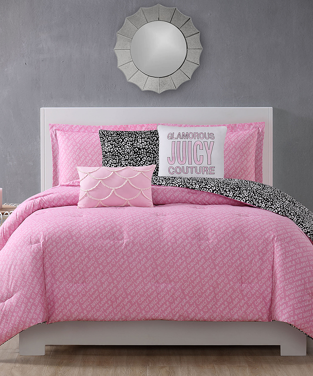 Juicy Couture Pink Glamorous Juicy Couture Haute Mess Six Piece Reversible Comforter Set for measurements 1000 X 1201