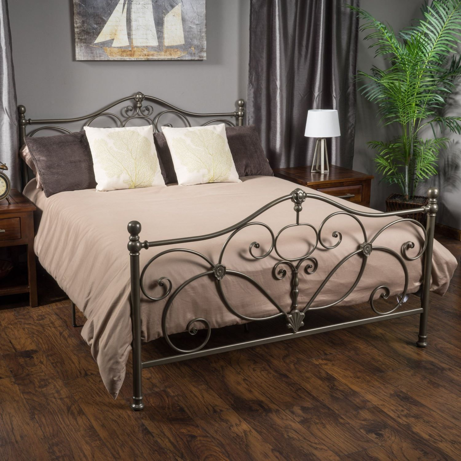 Kelford Champagne Iron Metal Bed Frame King Size Furniture Bed intended for size 1500 X 1500