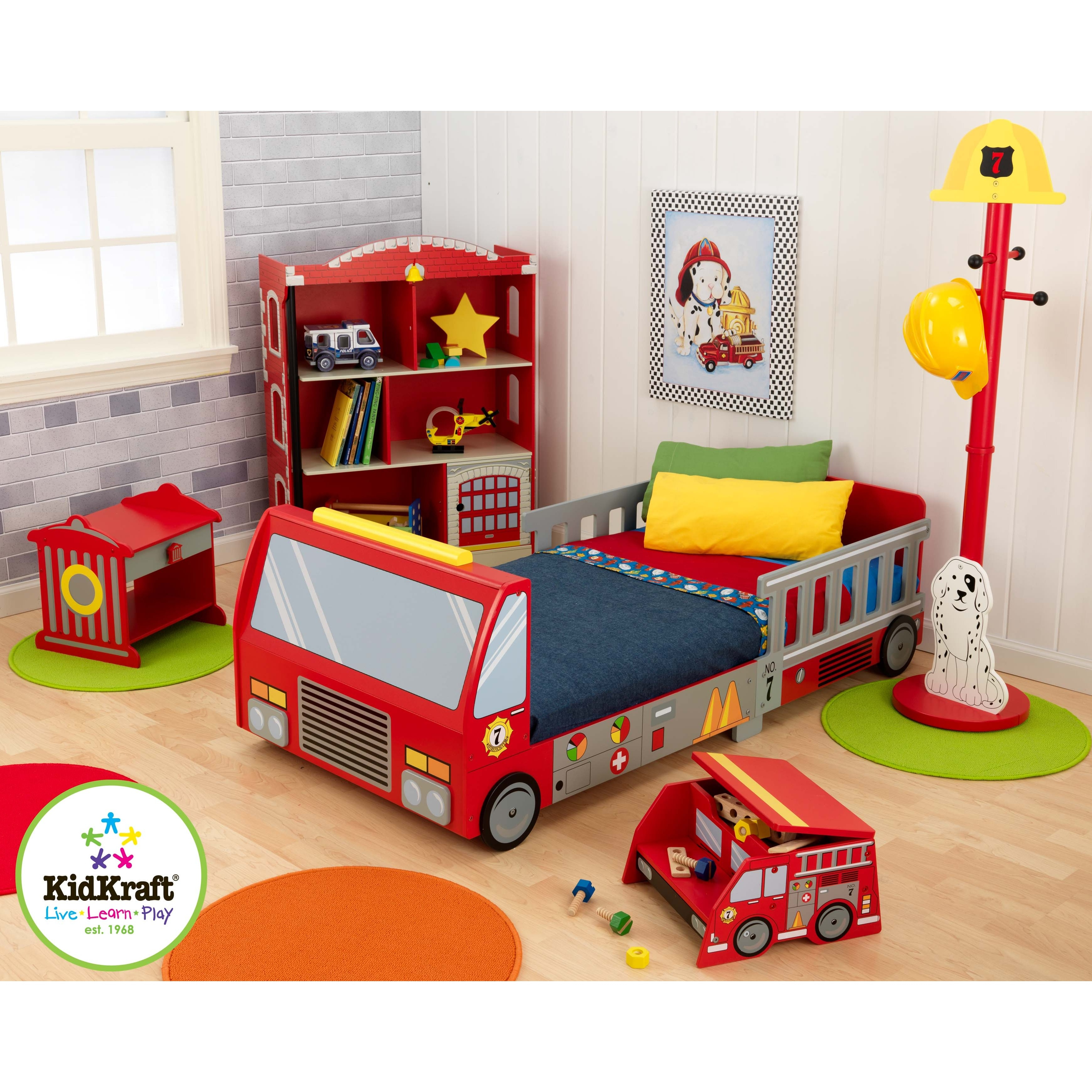 Kidkraft Firefighter Toddler Car Customizable Bedroom Set Diy Bed intended for measurements 3478 X 3478