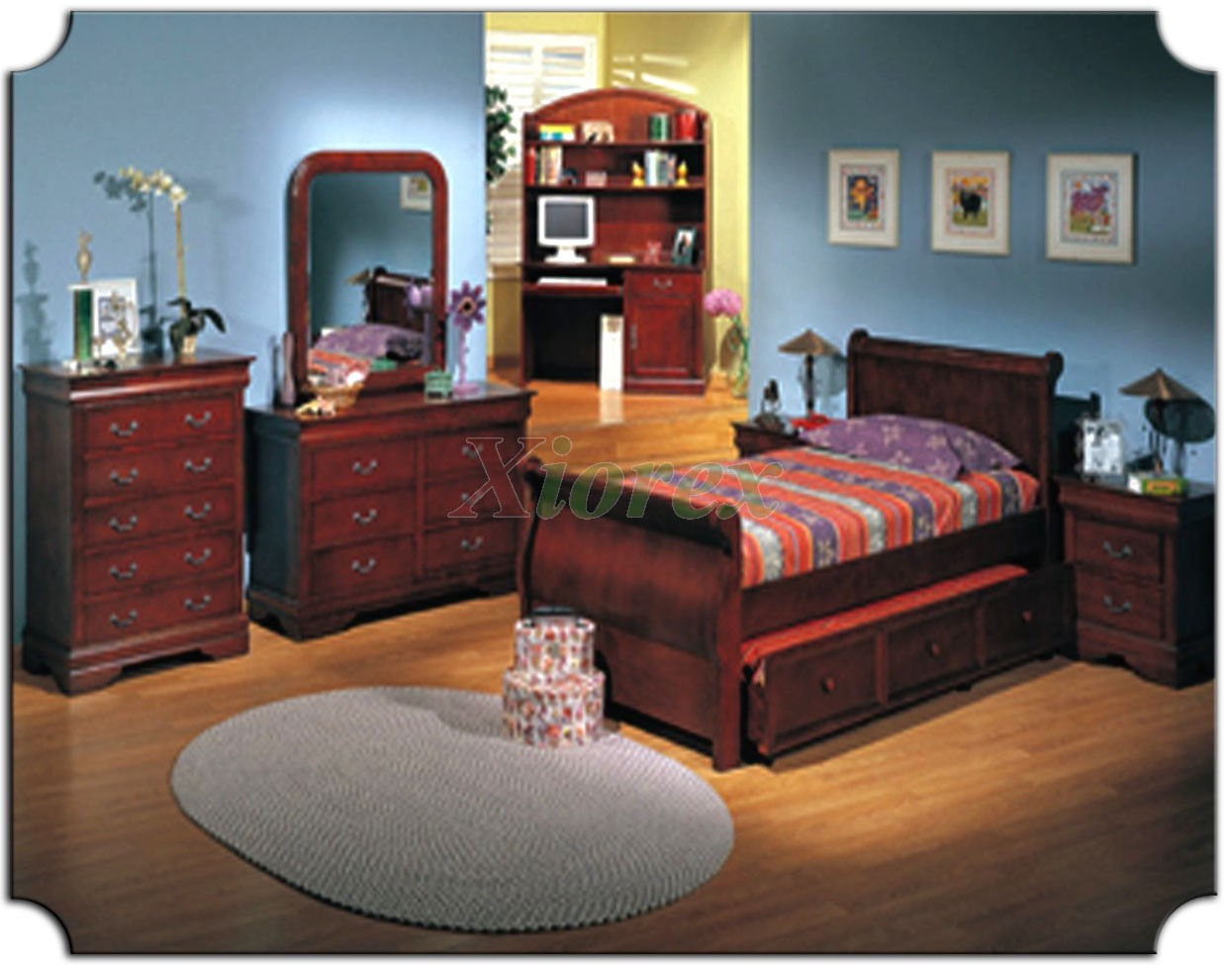 Kids Sleigh Bedroom Furniture Set With Trundle Bed 179 Xiorex inside size 1245 X 975