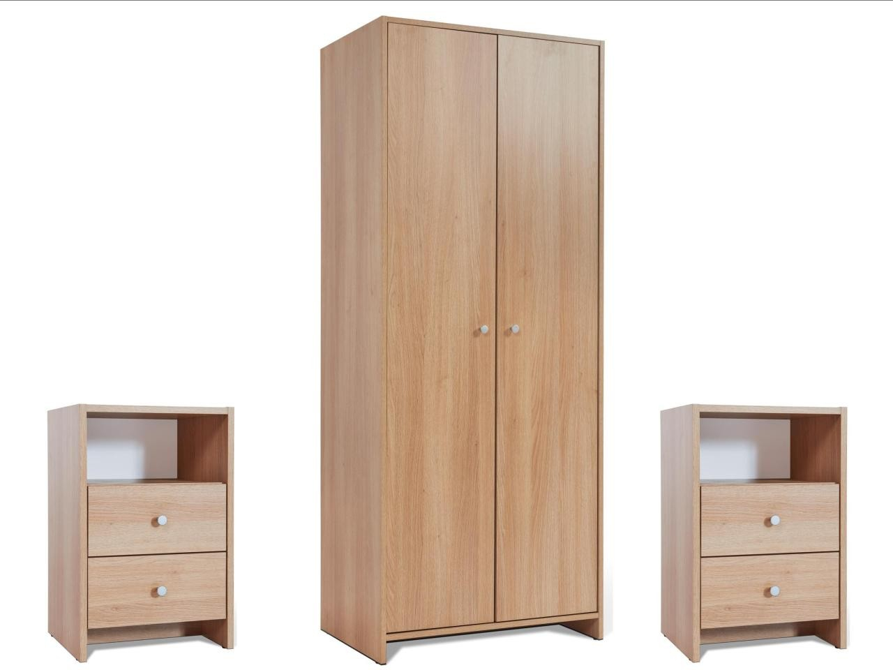 Kim Oak Effect Bedroom Furniture Set Wardrobe 2x Bedsides with dimensions 2500 X 1875