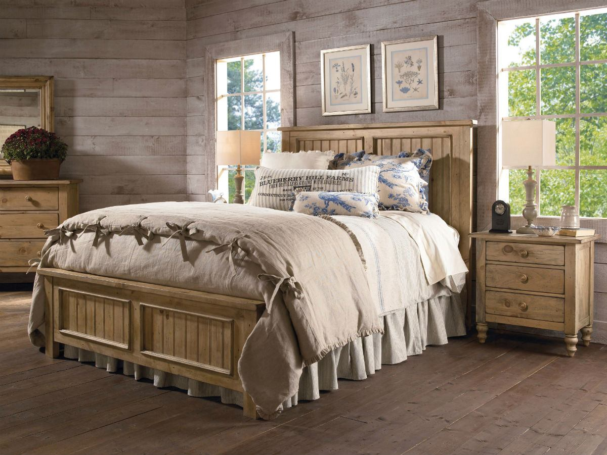 Kincaid Homecoming Solid Wood Panel Bedroom Set In Vintage Pine pertaining to proportions 1200 X 901