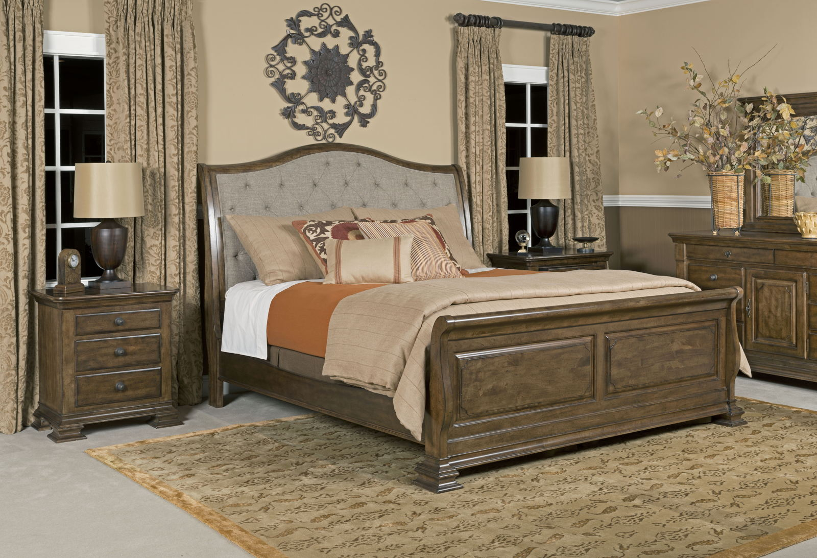 Kincaid Portolone Sleigh Bedroom Set In Rich Truffle inside proportions 1600 X 1092