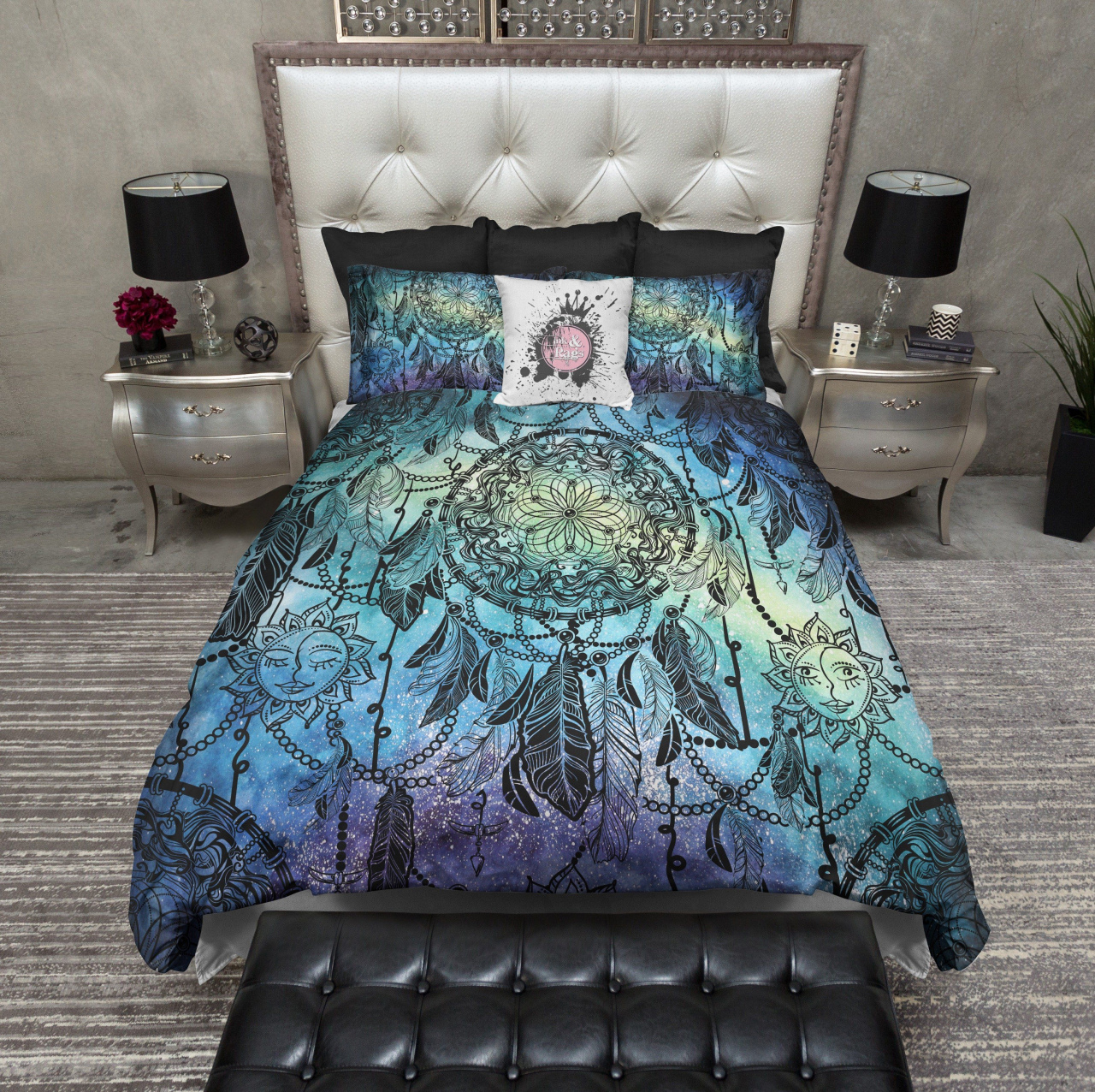 King Bedroom Sets Black Friday Watercolor Starry Night Dreamcatcher pertaining to size 1280 X 1276