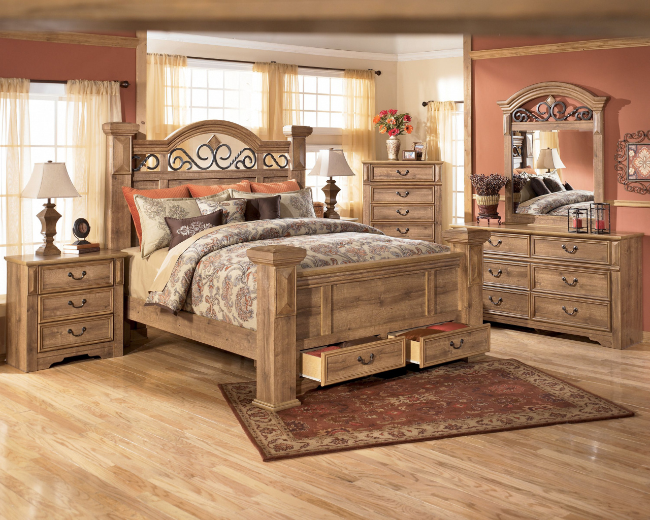 King Size Wall Unit Bedroom Sets Clarion 5 Pc Wall Bed With Piers with sizing 1280 X 1024