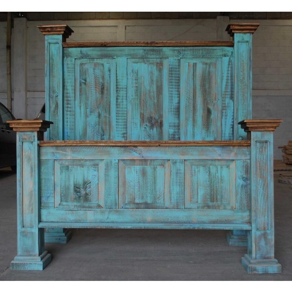 King Tall Headboard Turquoise Wash Rustic Pine Bed Interior In with measurements 1000 X 1000