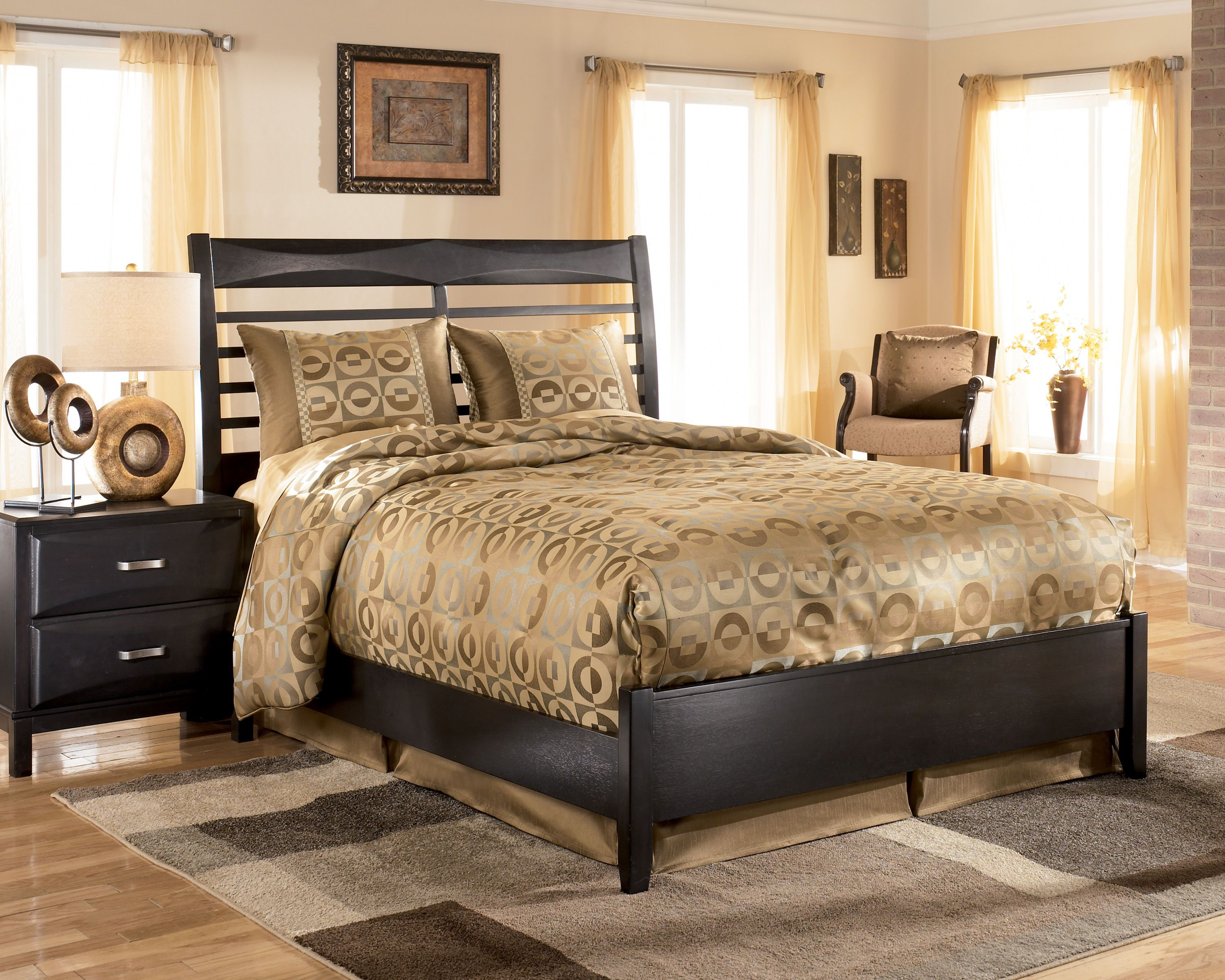 Kira Black King Panel Bed My Quarters Furniture Small Room intended for size 3000 X 2400