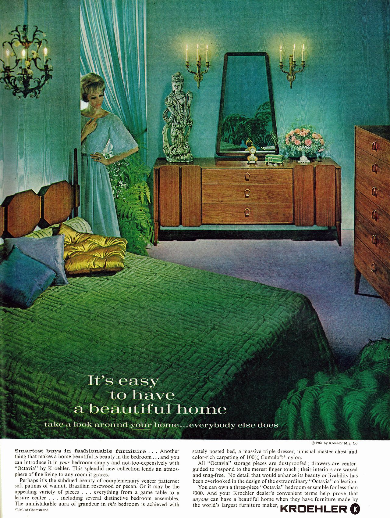 Kroehler Bedroom Furniture 1961 Mid Century Modern Interior inside dimensions 1280 X 1698