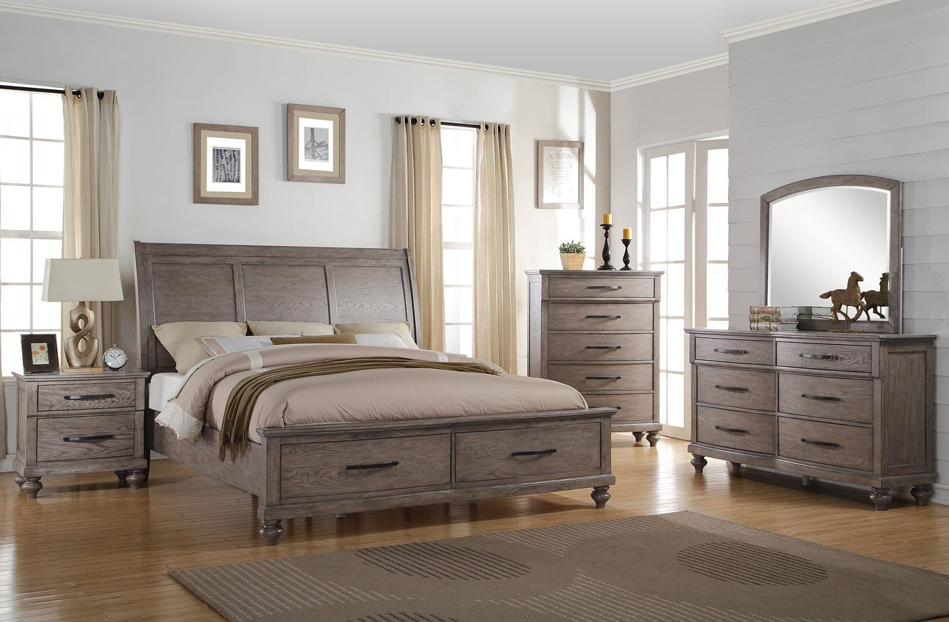 La Jolla Storage Bedroom Set Taupe New Classic Furniture regarding size 1374 X 900