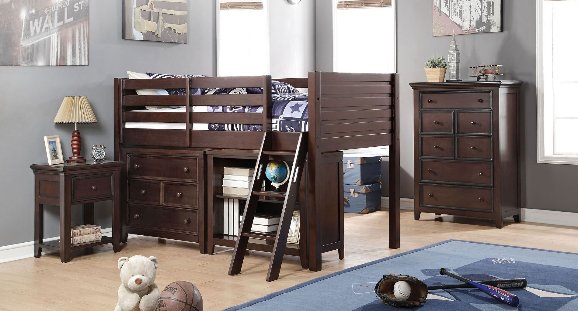 Lacey Loft Bedroom Set Espresso with regard to proportions 1900 X 1024