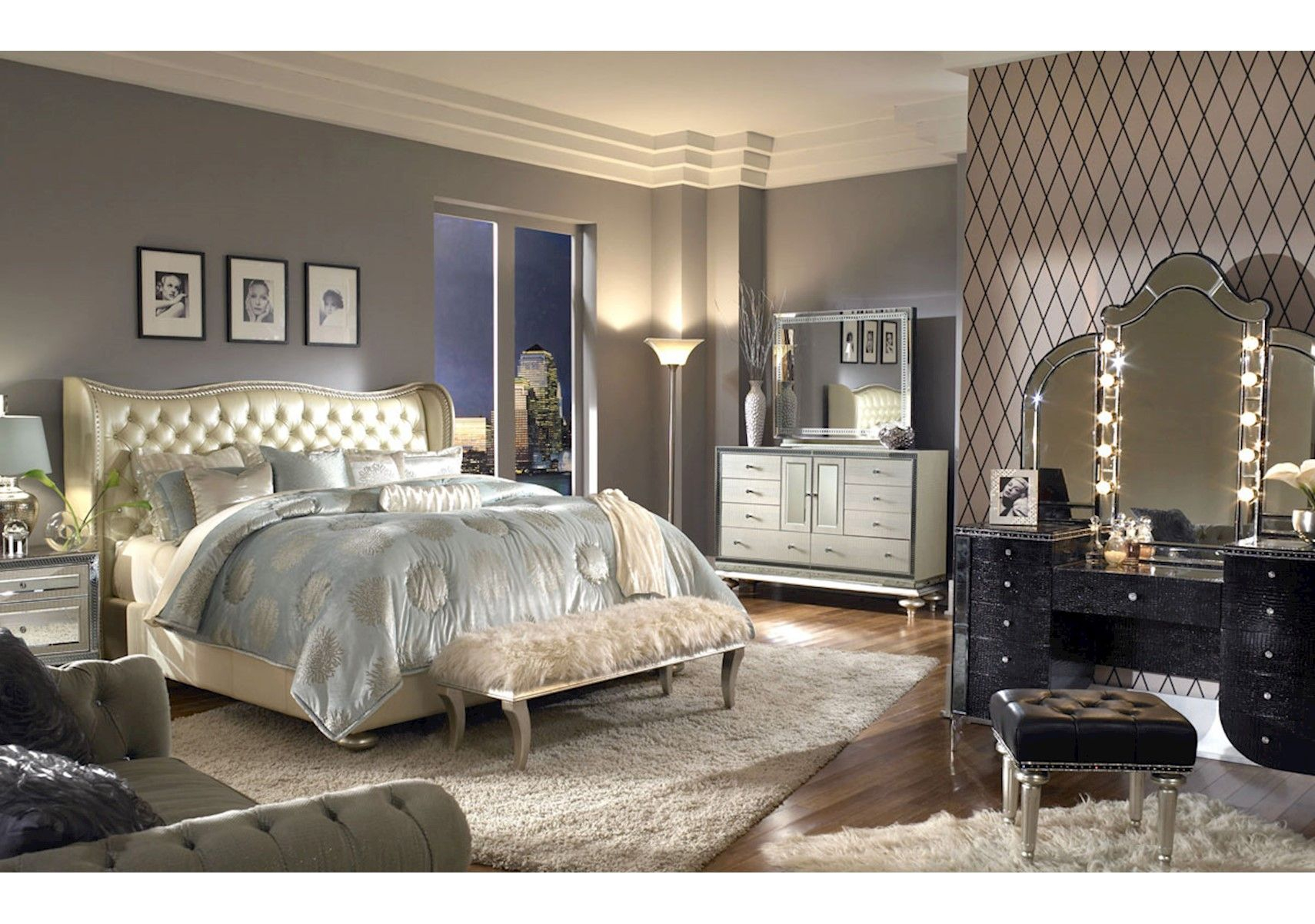 Lacks Hollywood Swank Crystal Croc 4 Pc Queen Bedroom Set throughout sizing 1710 X 1202