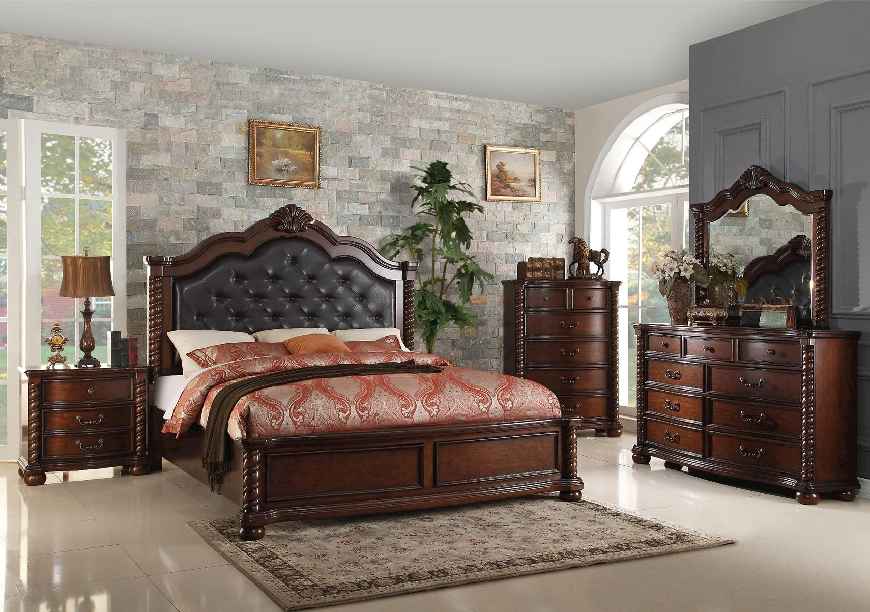 Lacks Montarosa 4 Pc Queen Bedroom Set Leather Faux Leather with regard to sizing 1710 X 1202