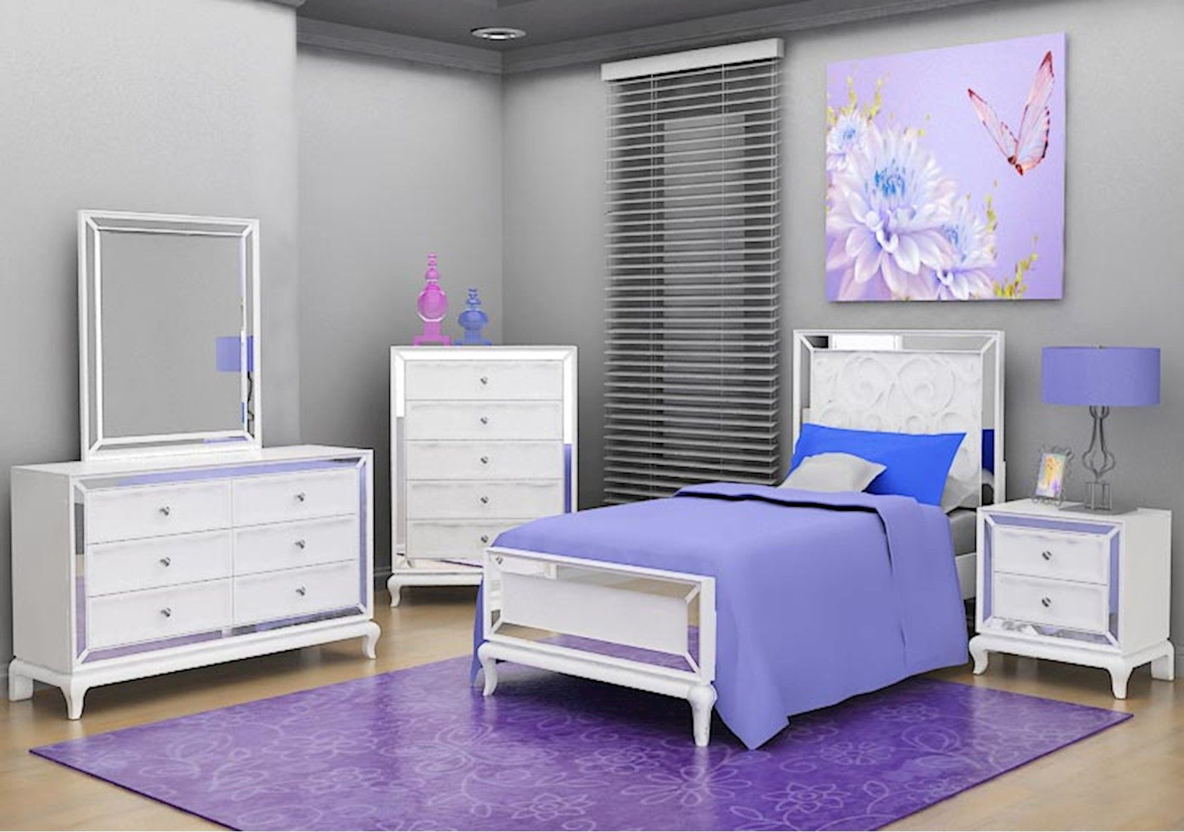 Lacks Uptown 4 Pc Twin Kids Bedroom Set In White Kid Spaces In intended for sizing 1710 X 1202