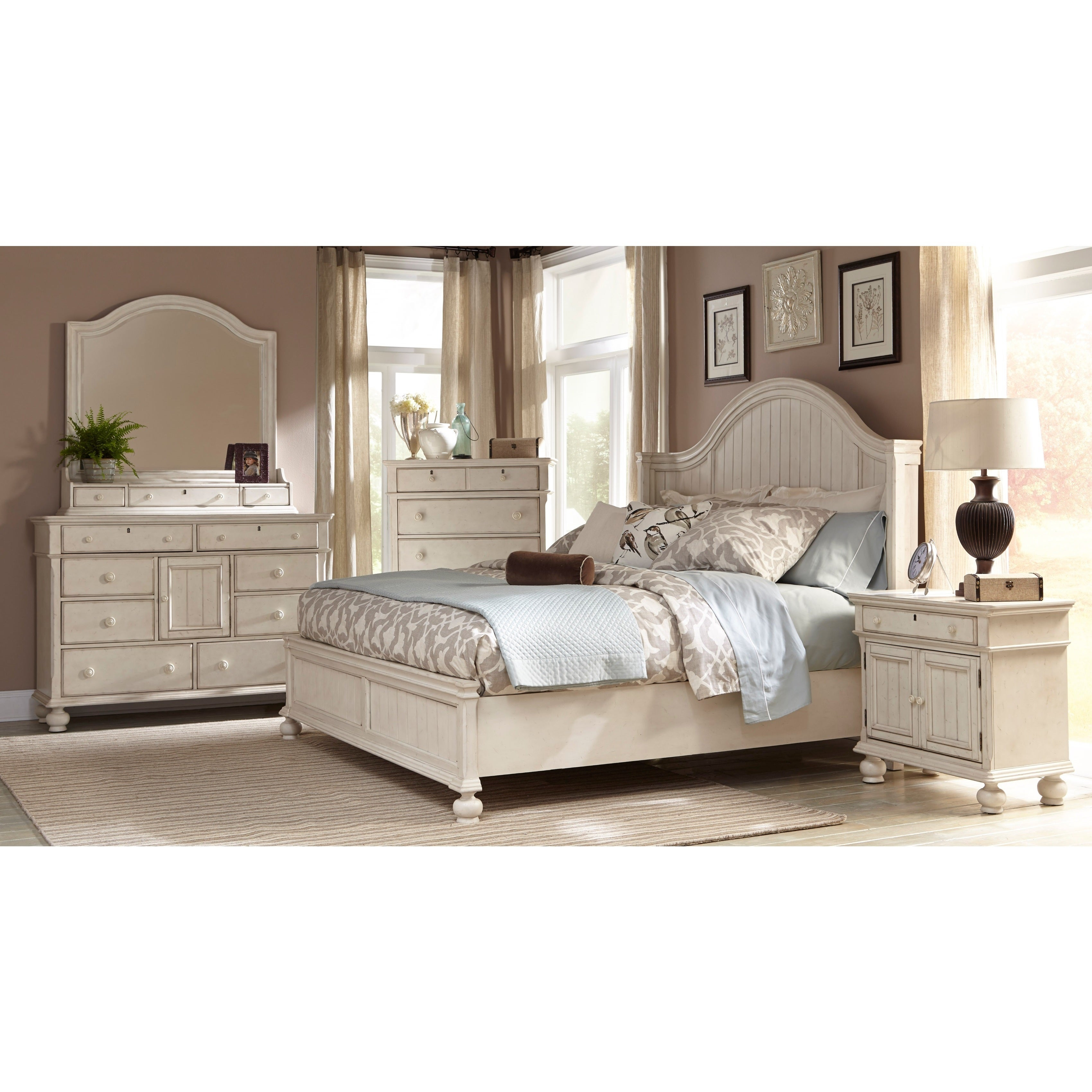 Laguna Antique White Panel Bed 6 Piece Bedroom Set Greyson Living for measurements 3400 X 3400