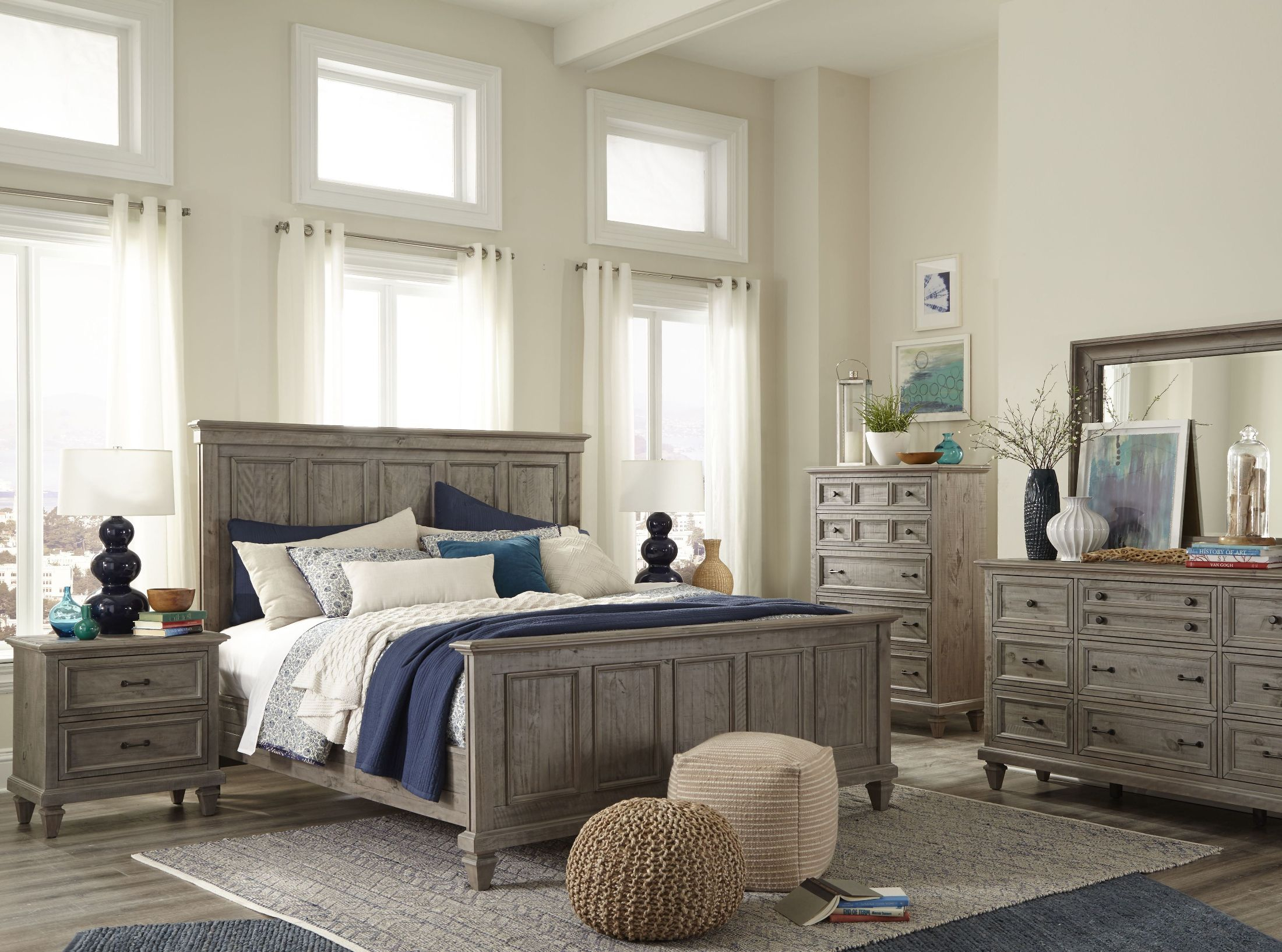 Lancaster Dovetail Grey Panel Bedroom Set with proportions 2200 X 1634