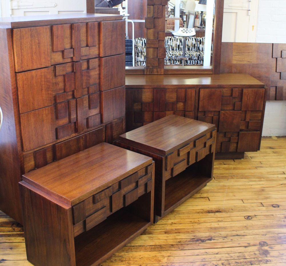 Lane Brutalist Mosaic Bedroom Set 6 Piece Paul Evans Style Mid intended for sizing 1000 X 928