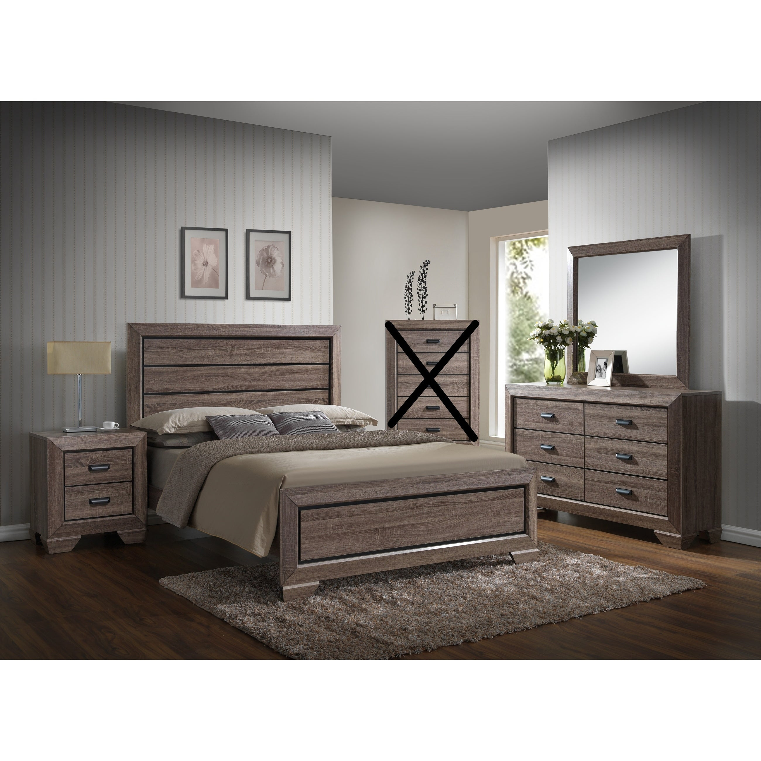 Large Scale Rustic Wooden Grey Queen Bedroom Set in proportions 2600 X 2600