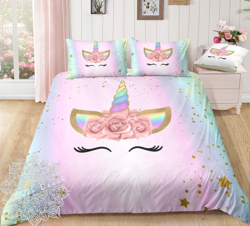 Lashes Unicorn Bed Set In 2019 Kids Unicorn Bed Set Unicorn pertaining to proportions 1024 X 927