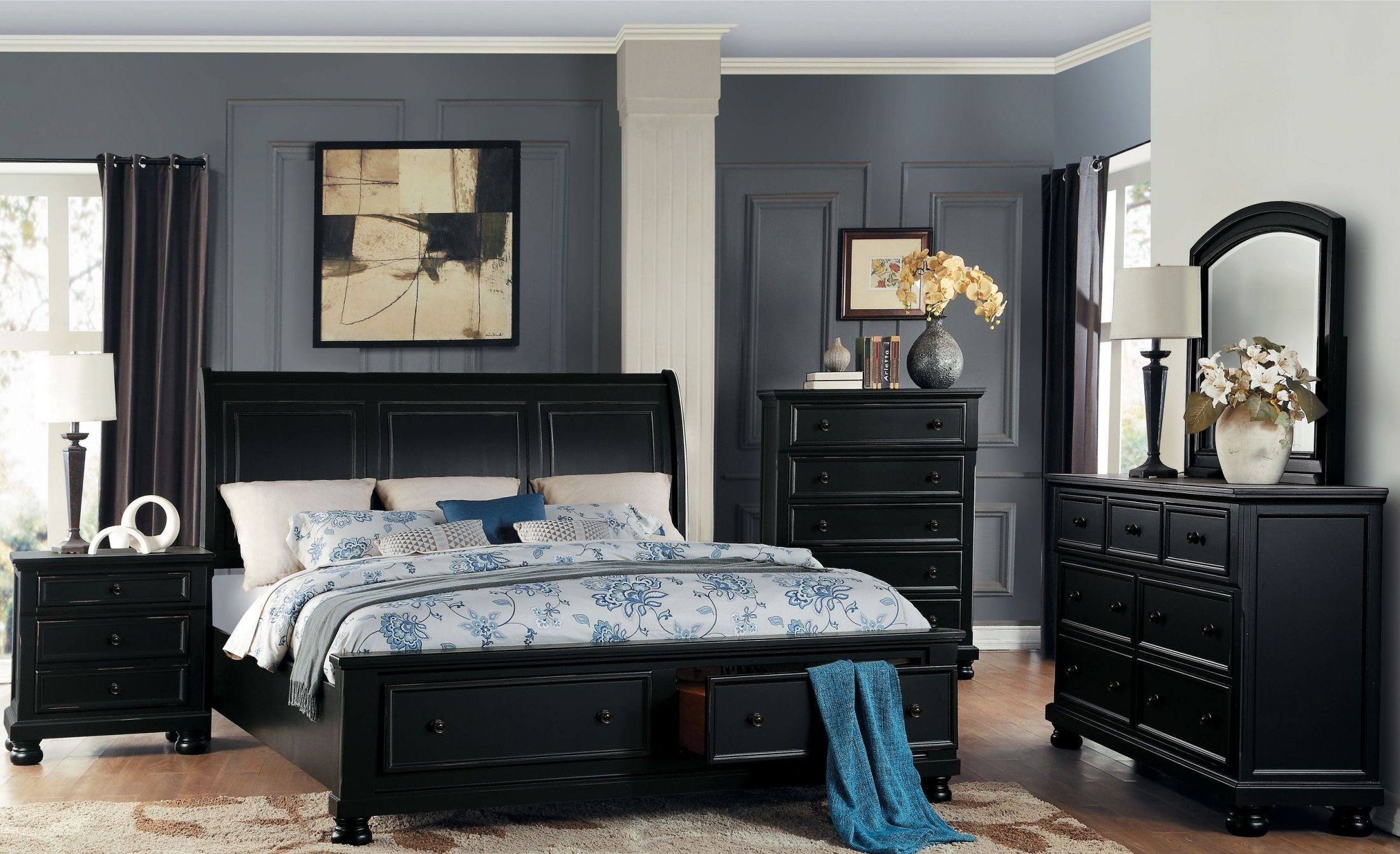 Laurelin Black King Sleigh Storage Bed within proportions 2200 X 1342