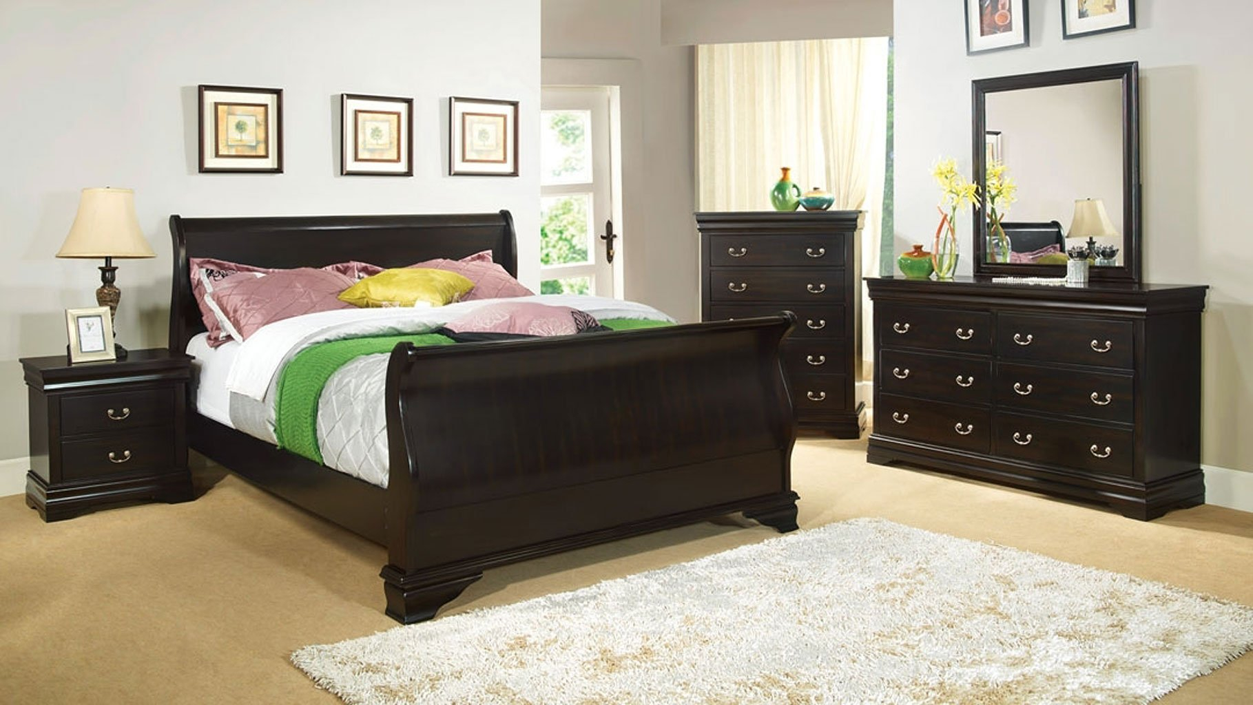 Laurelle Sleigh Bedroom Set Espresso Furniture Of America in sizing 1819 X 1024