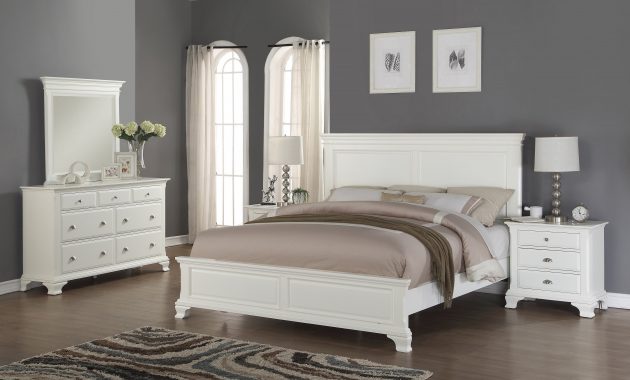 Laveno 012 White Wood Bedroom Furniture Set Includes King Bed Dresser Mirror And 2 Night Stands pertaining to size 3366 X 3366